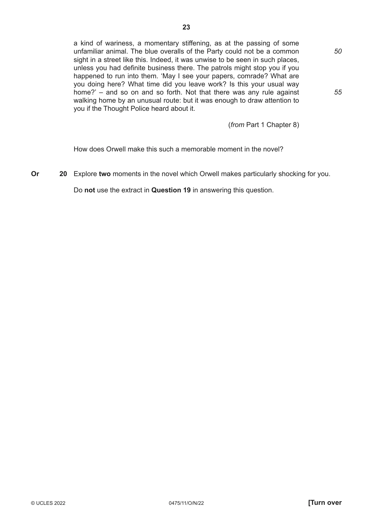 Cambridge IGCSE English - Literature in English 0475 2022 Oct/Nov Paper 1 · Variant 1 question paper, page 23 of 28