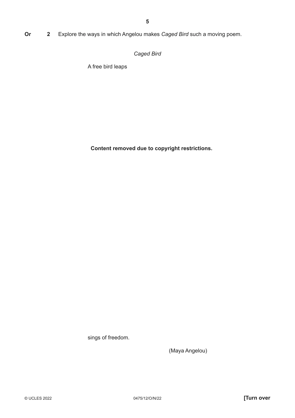 Cambridge IGCSE English - Literature in English 0475 2022 Oct/Nov Paper 1 · Variant 2 question paper, page 5 of 28