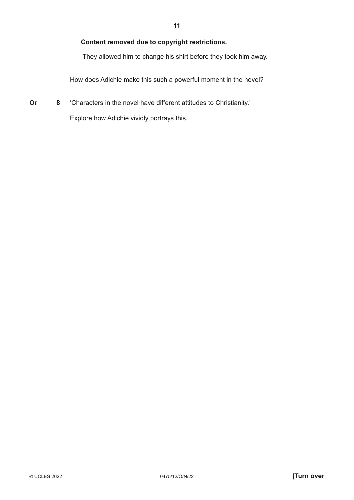Cambridge IGCSE English - Literature in English 0475 2022 Oct/Nov Paper 1 · Variant 2 question paper, page 11 of 28
