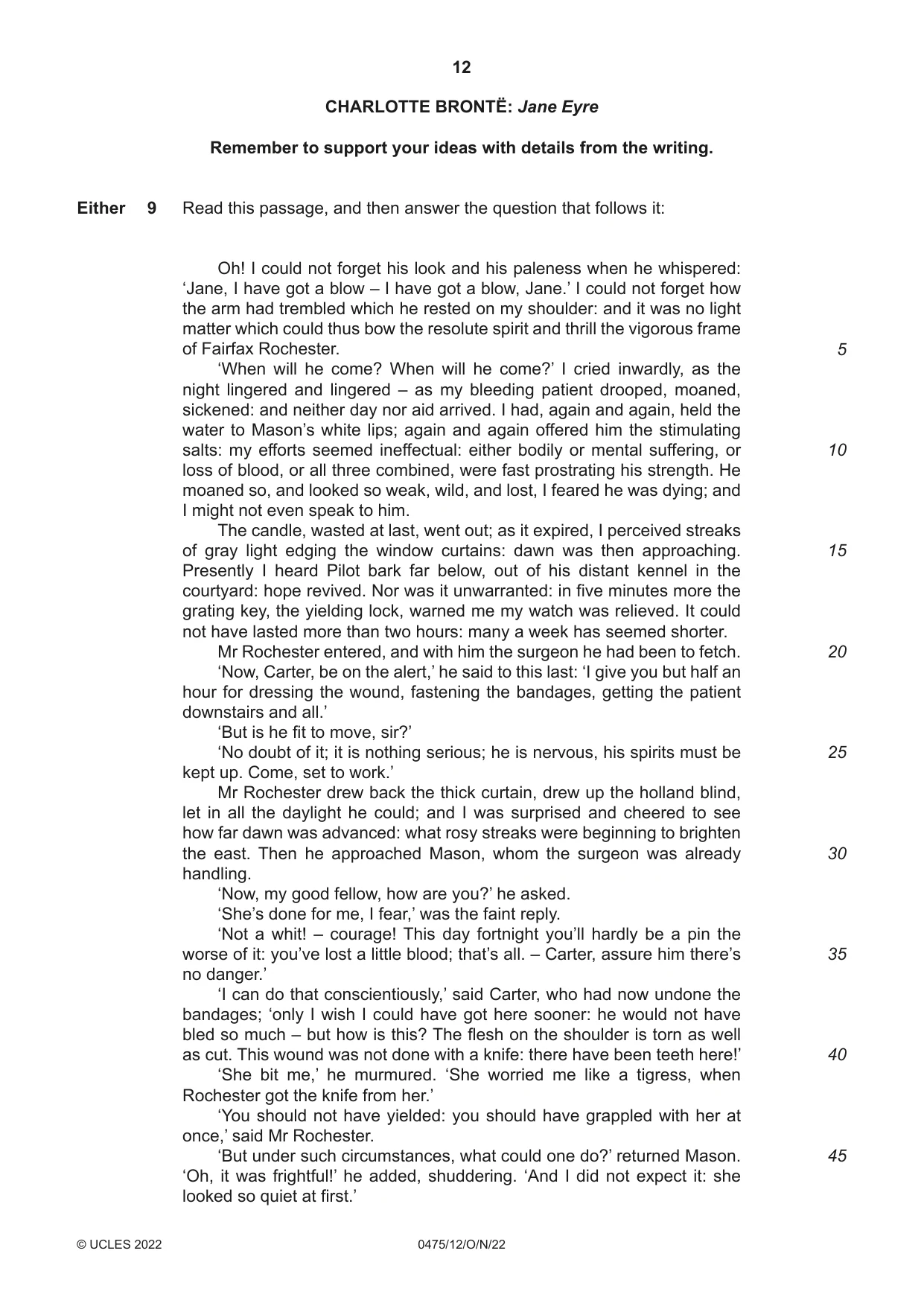 Cambridge IGCSE English - Literature in English 0475 2022 Oct/Nov Paper 1 · Variant 2 question paper, page 12 of 28