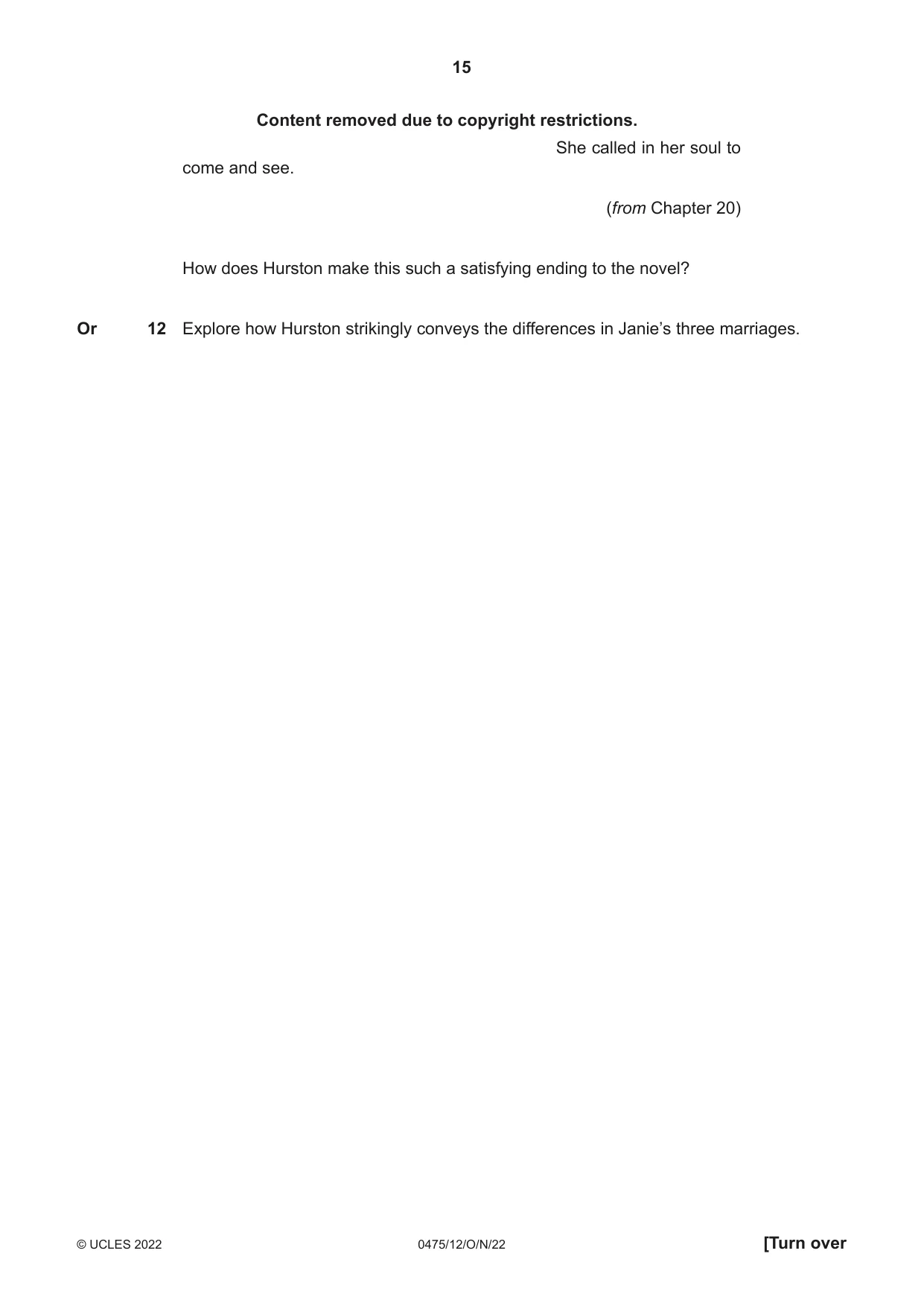 Cambridge IGCSE English - Literature in English 0475 2022 Oct/Nov Paper 1 · Variant 2 question paper, page 15 of 28