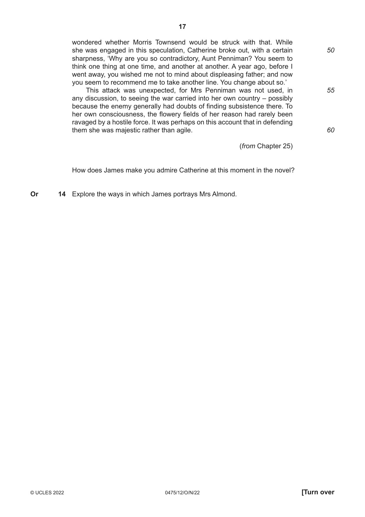 Cambridge IGCSE English - Literature in English 0475 2022 Oct/Nov Paper 1 · Variant 2 question paper, page 17 of 28