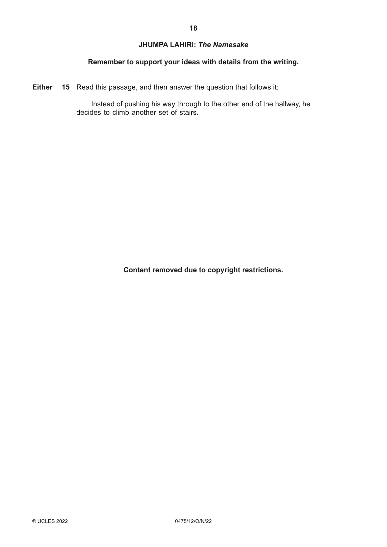 Cambridge IGCSE English - Literature in English 0475 2022 Oct/Nov Paper 1 · Variant 2 question paper, page 18 of 28