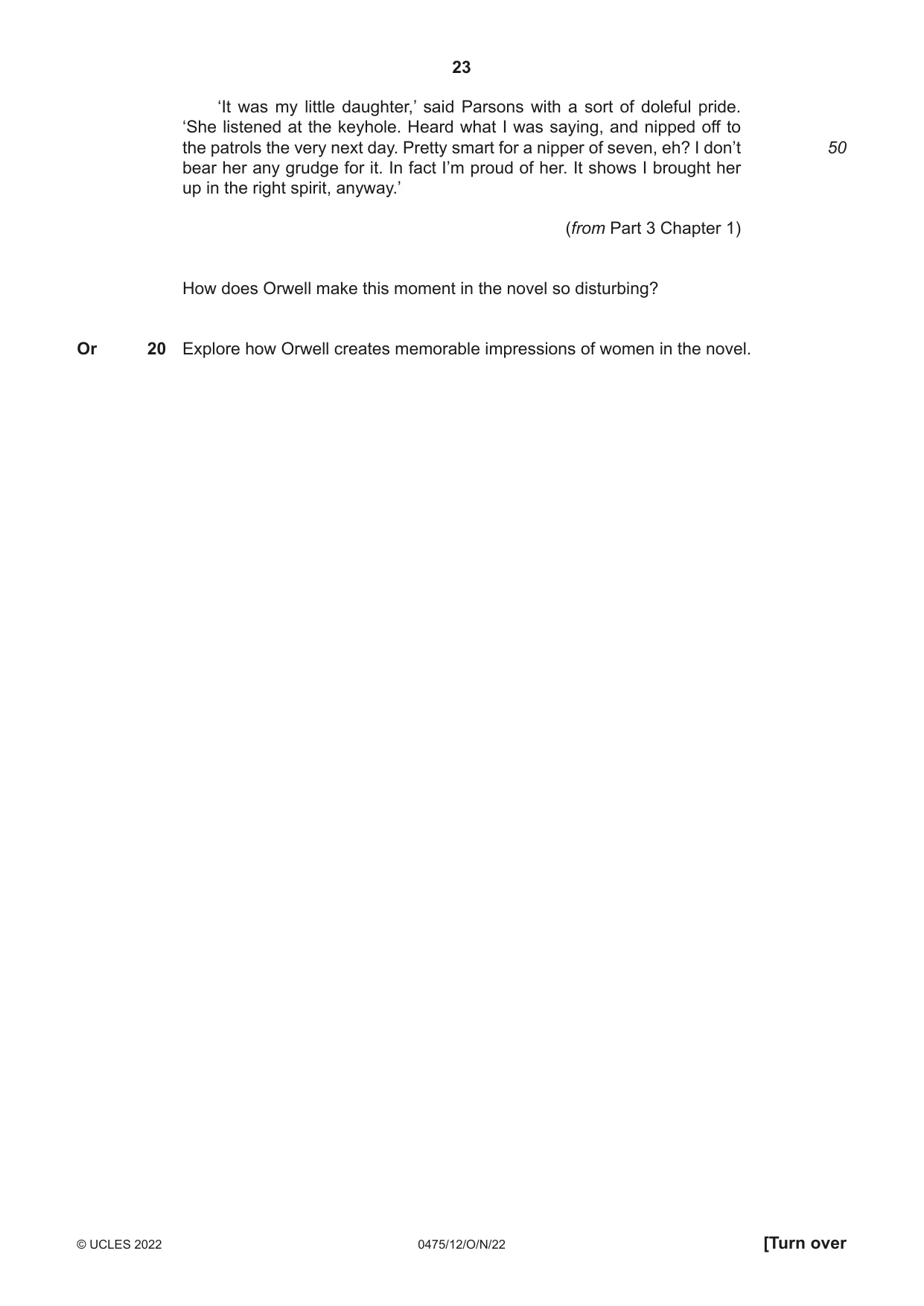 Cambridge IGCSE English - Literature in English 0475 2022 Oct/Nov Paper 1 · Variant 2 question paper, page 23 of 28