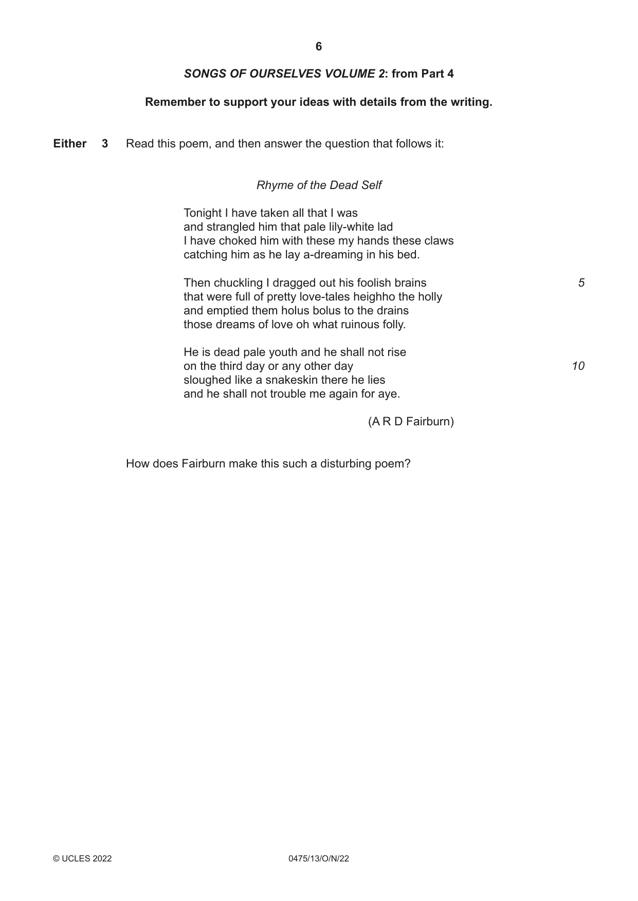 Cambridge IGCSE English - Literature in English 0475 2022 Oct/Nov Paper 1 · Variant 3 question paper, page 6 of 28