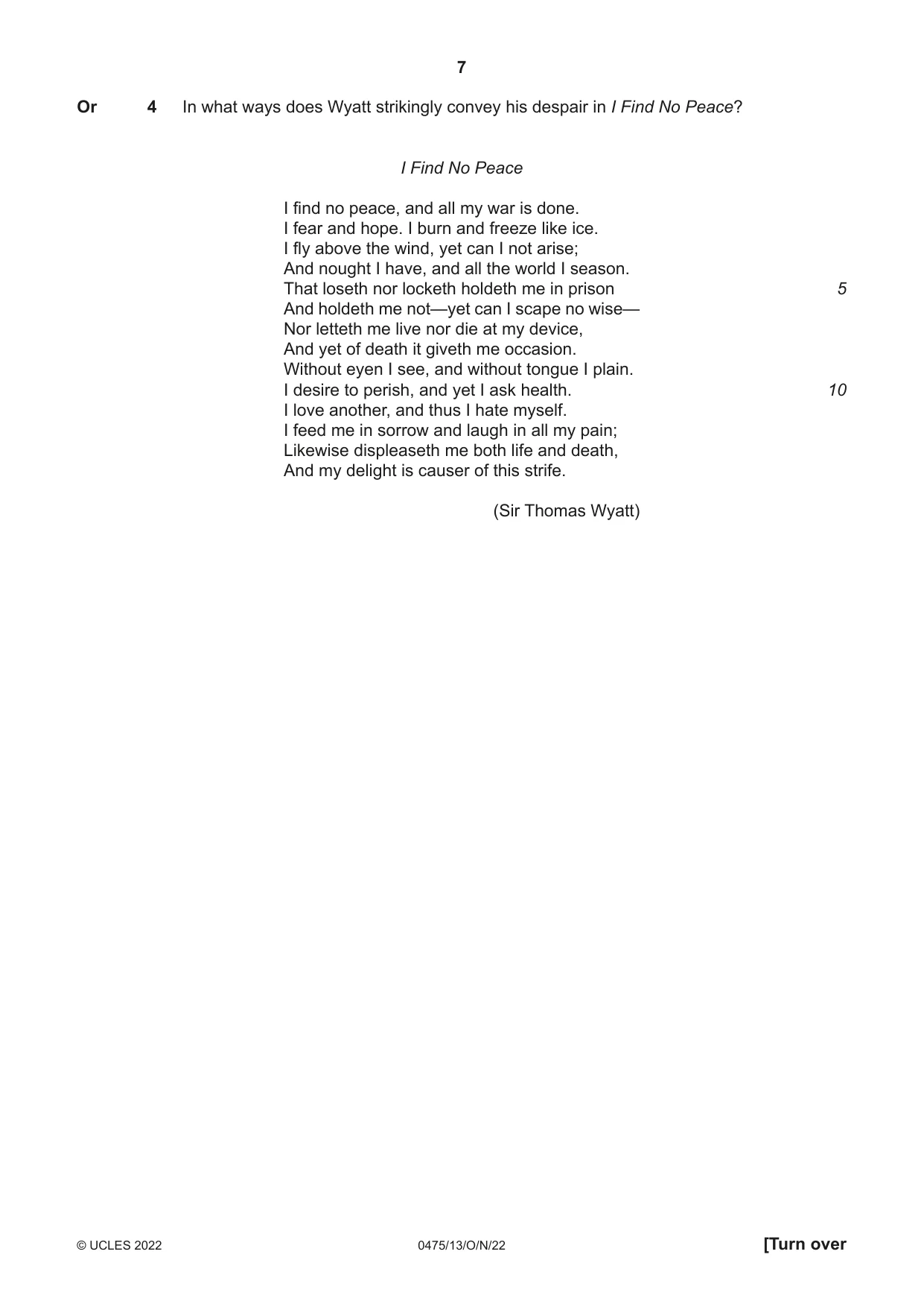 Cambridge IGCSE English - Literature in English 0475 2022 Oct/Nov Paper 1 · Variant 3 question paper, page 7 of 28
