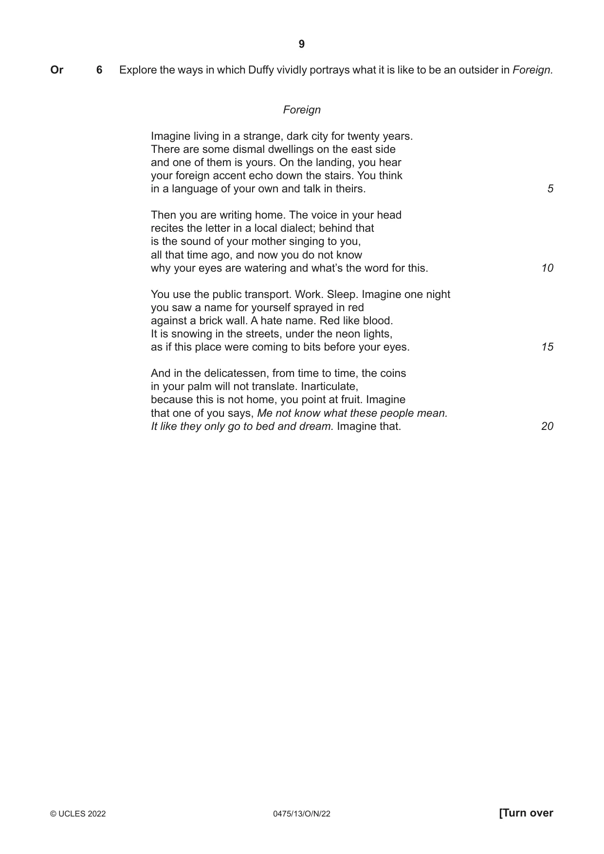 Cambridge IGCSE English - Literature in English 0475 2022 Oct/Nov Paper 1 · Variant 3 question paper, page 9 of 28