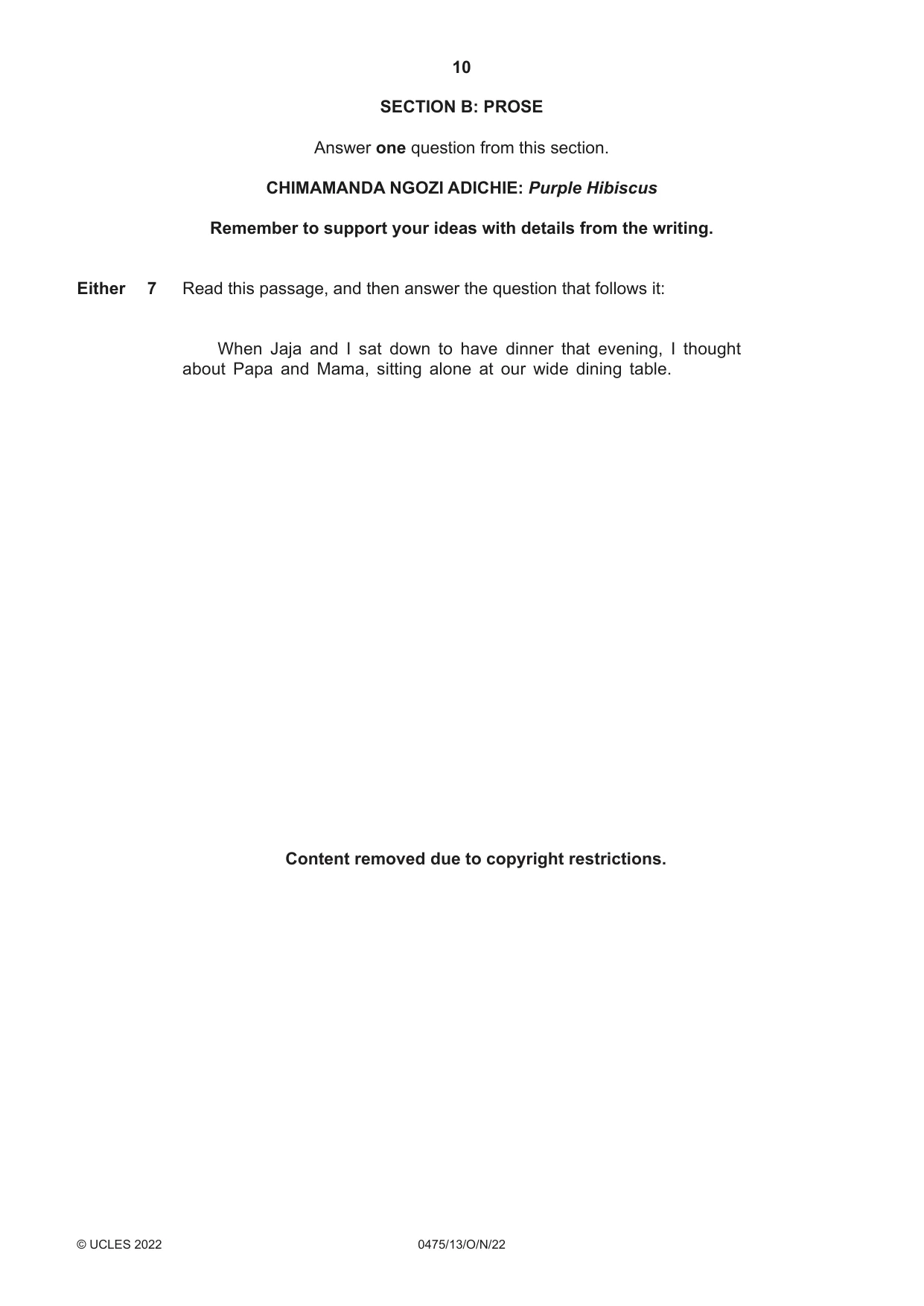 Cambridge IGCSE English - Literature in English 0475 2022 Oct/Nov Paper 1 · Variant 3 question paper, page 10 of 28