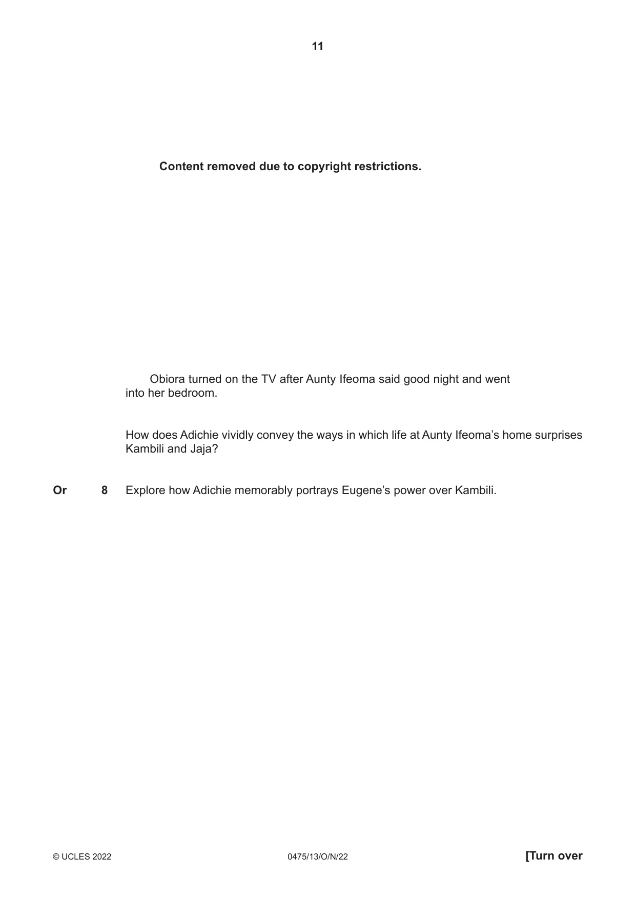 Cambridge IGCSE English - Literature in English 0475 2022 Oct/Nov Paper 1 · Variant 3 question paper, page 11 of 28