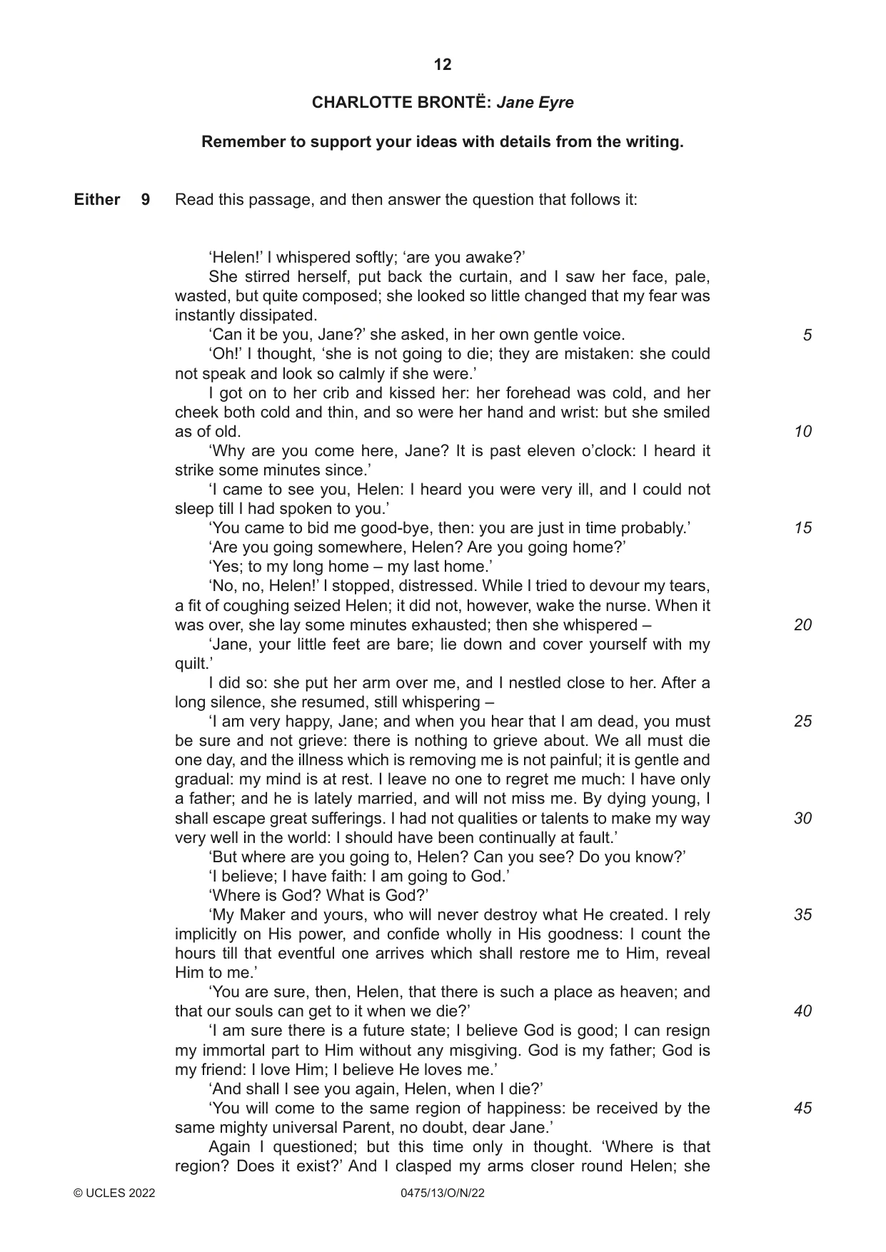 Cambridge IGCSE English - Literature in English 0475 2022 Oct/Nov Paper 1 · Variant 3 question paper, page 12 of 28