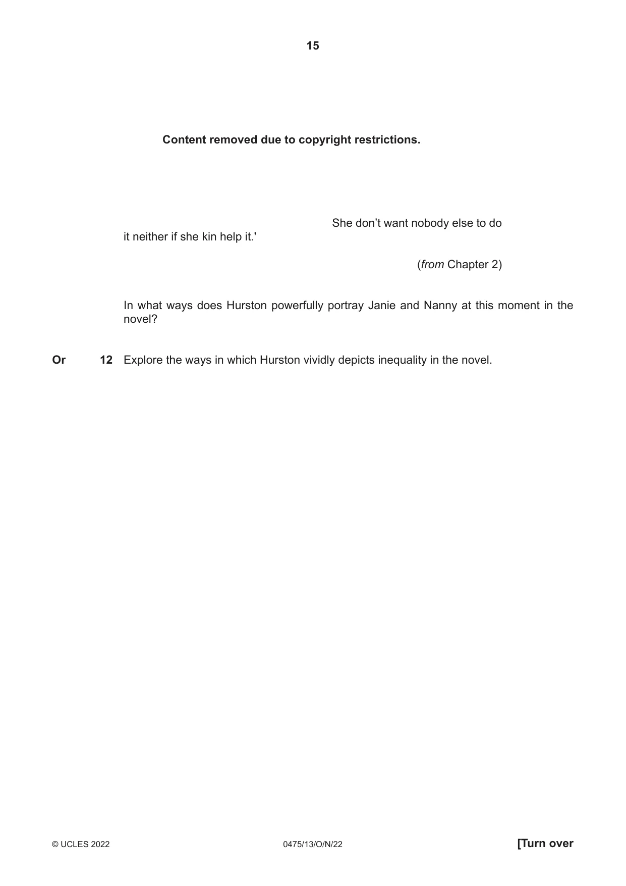 Cambridge IGCSE English - Literature in English 0475 2022 Oct/Nov Paper 1 · Variant 3 question paper, page 15 of 28