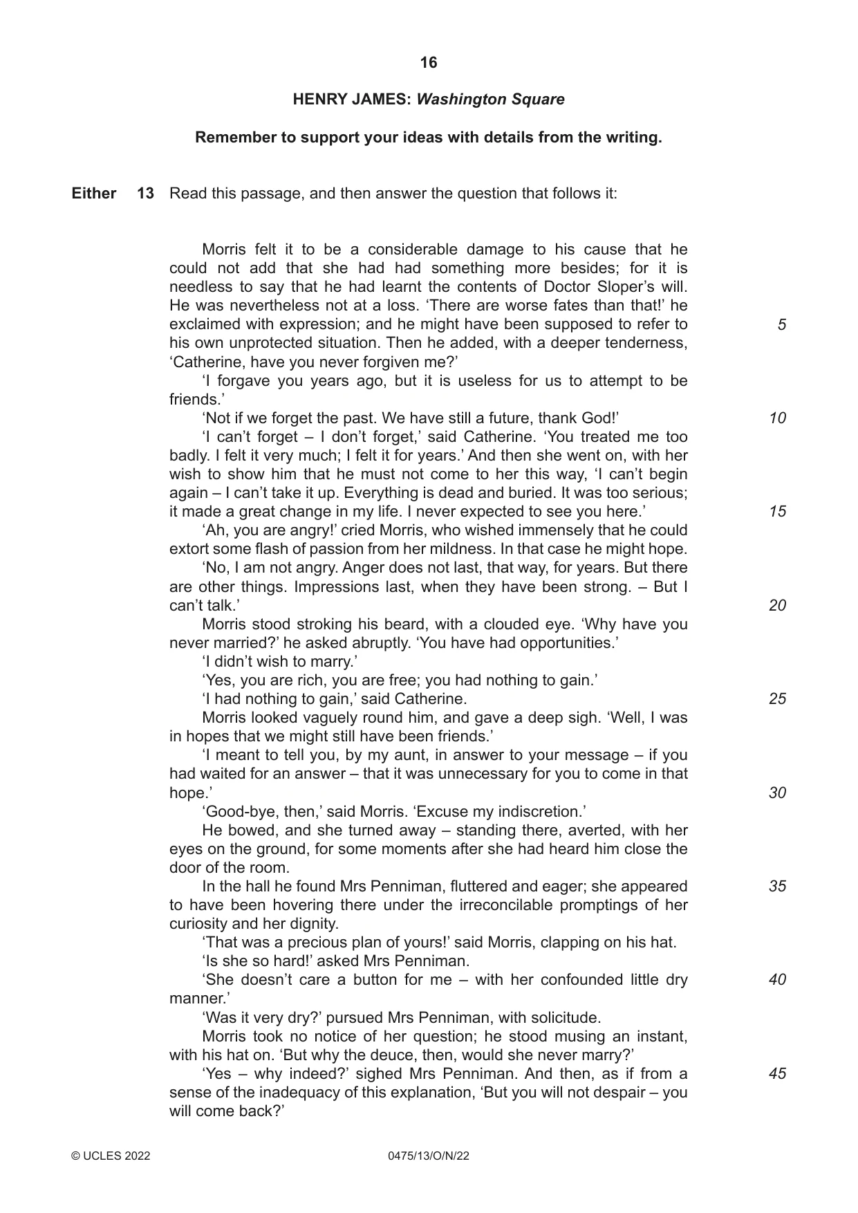 Cambridge IGCSE English - Literature in English 0475 2022 Oct/Nov Paper 1 · Variant 3 question paper, page 16 of 28