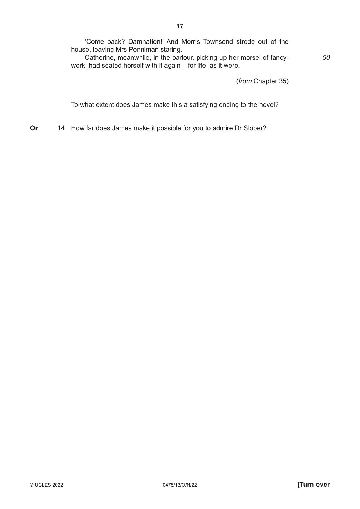 Cambridge IGCSE English - Literature in English 0475 2022 Oct/Nov Paper 1 · Variant 3 question paper, page 17 of 28
