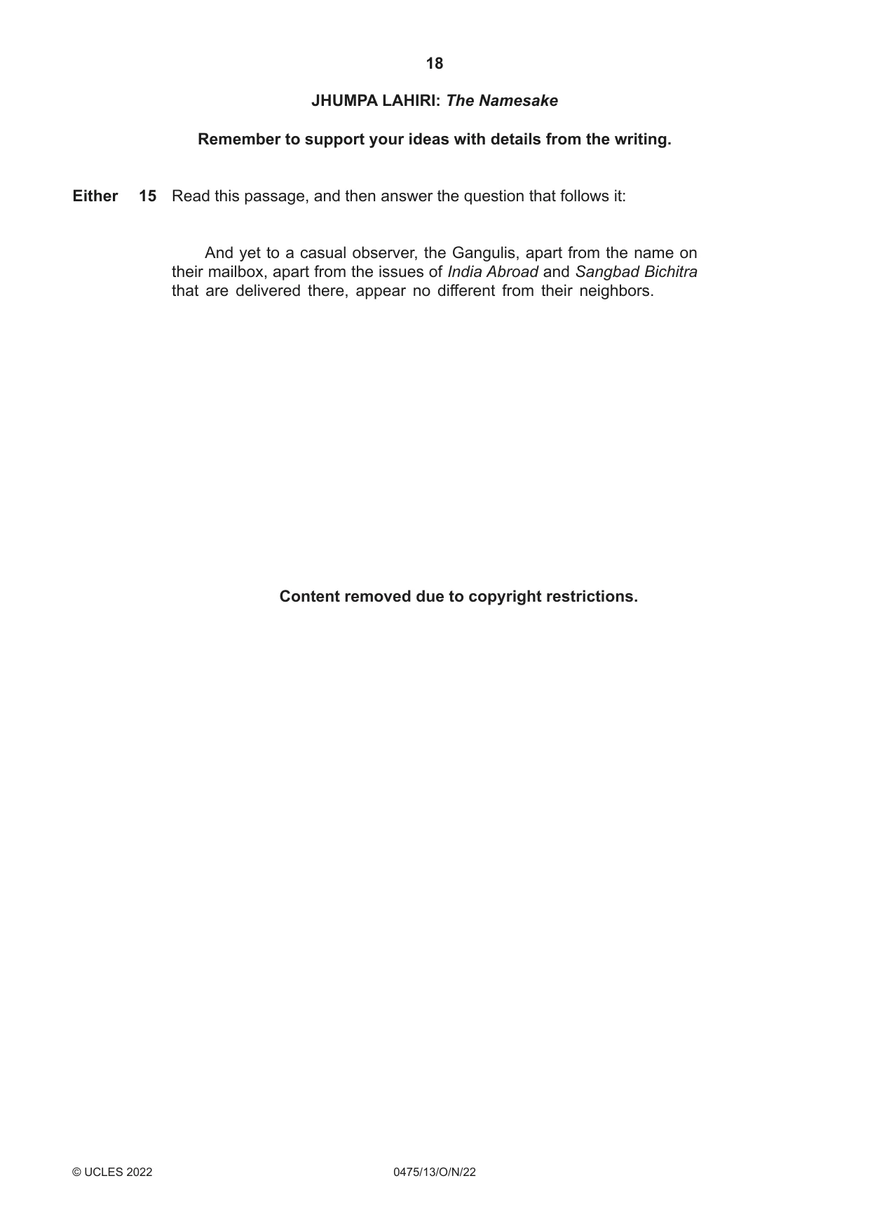 Cambridge IGCSE English - Literature in English 0475 2022 Oct/Nov Paper 1 · Variant 3 question paper, page 18 of 28