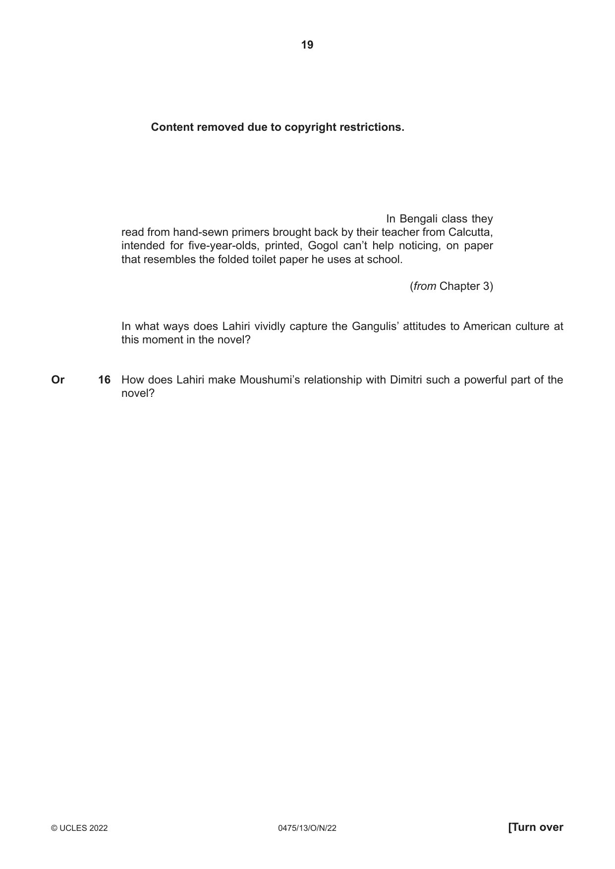 Cambridge IGCSE English - Literature in English 0475 2022 Oct/Nov Paper 1 · Variant 3 question paper, page 19 of 28