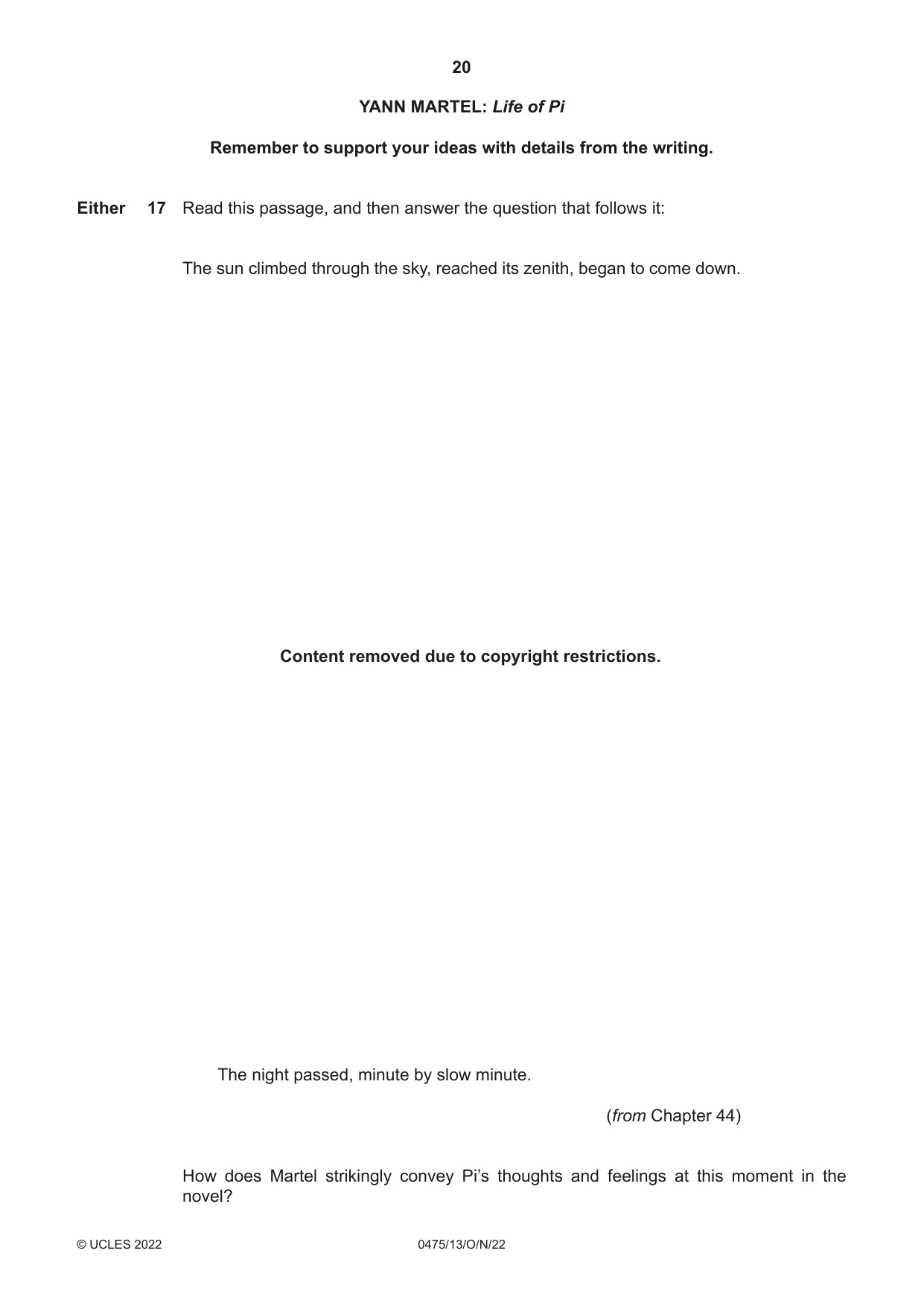 Cambridge IGCSE English - Literature in English 0475 2022 Oct/Nov Paper 1 · Variant 3 question paper, page 20 of 28