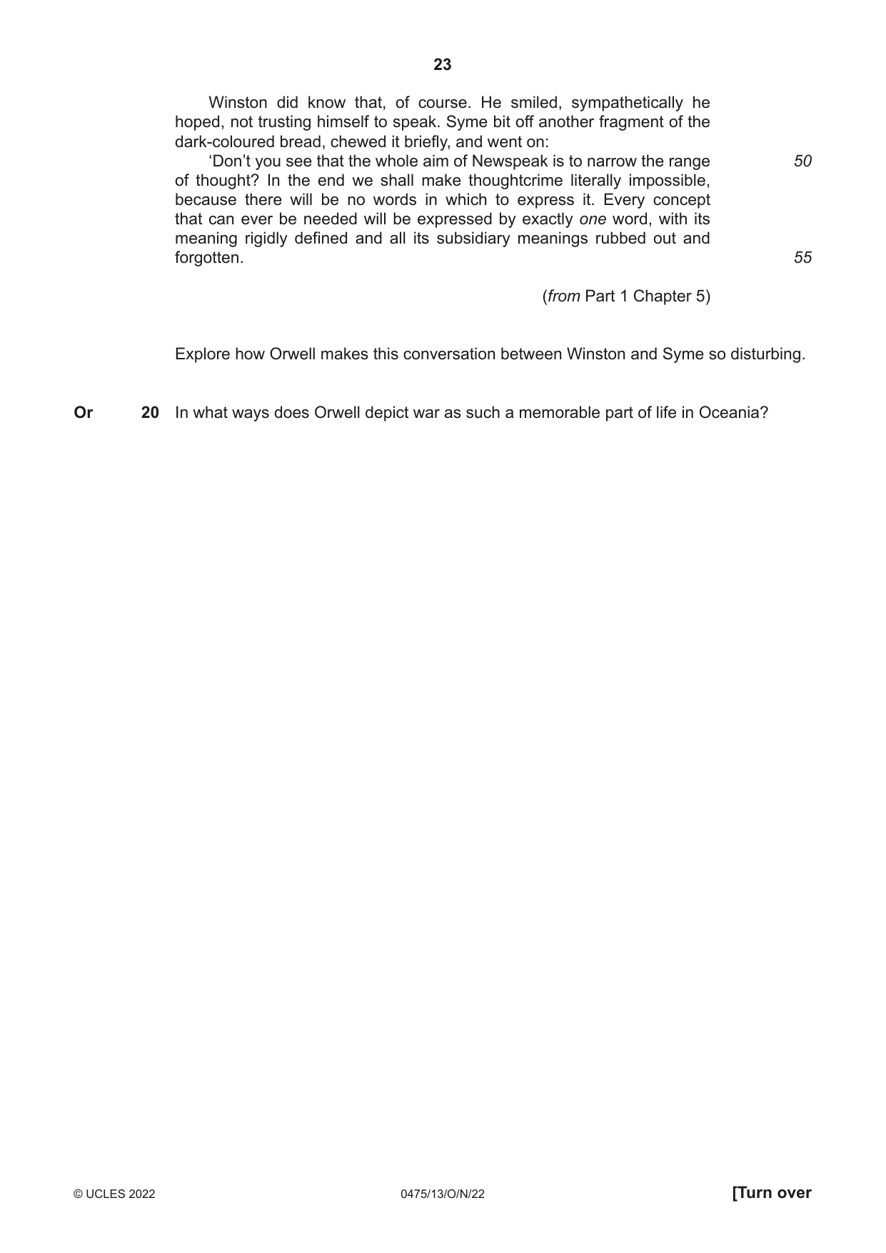 Cambridge IGCSE English - Literature in English 0475 2022 Oct/Nov Paper 1 · Variant 3 question paper, page 23 of 28