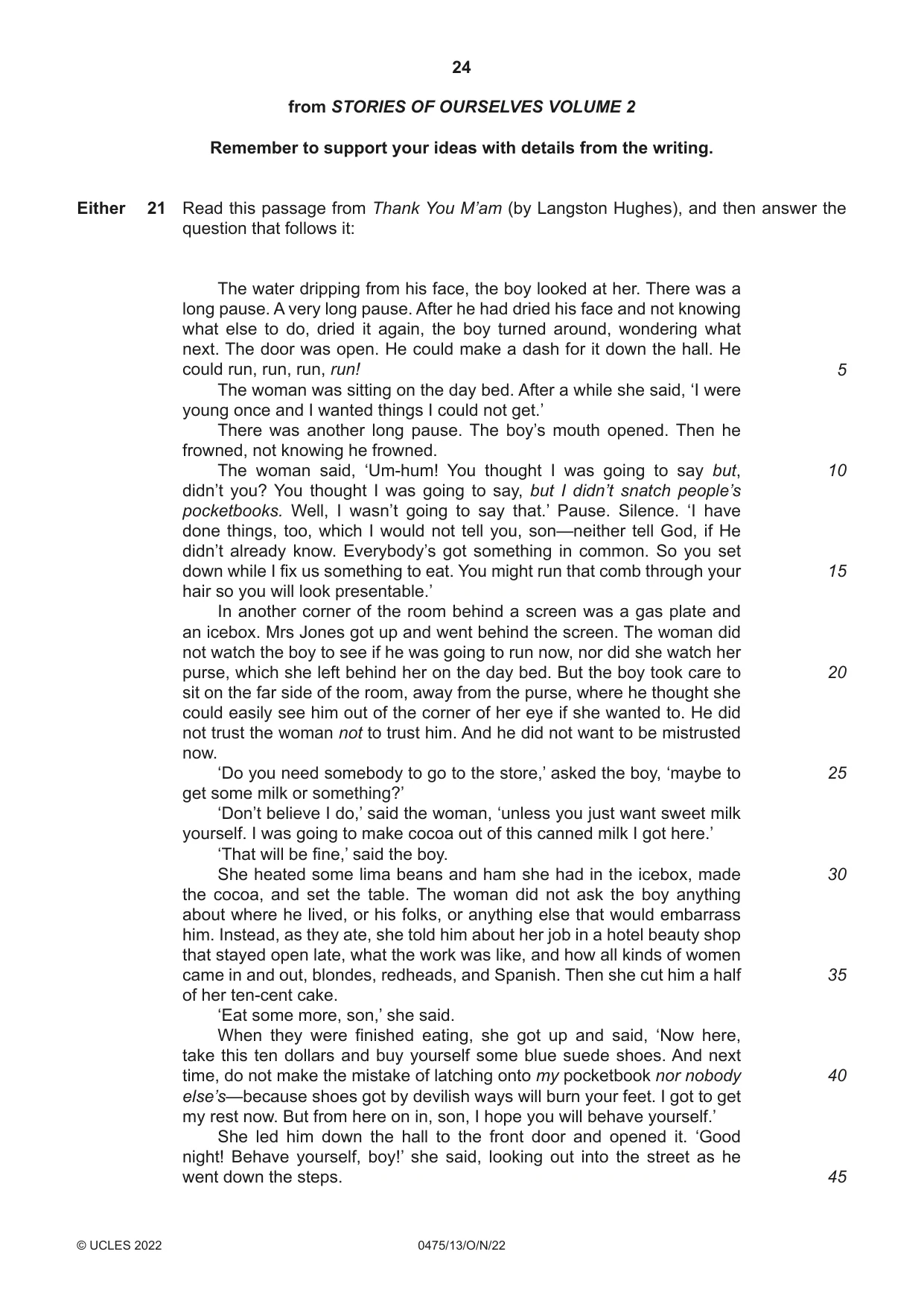 Cambridge IGCSE English - Literature in English 0475 2022 Oct/Nov Paper 1 · Variant 3 question paper, page 24 of 28