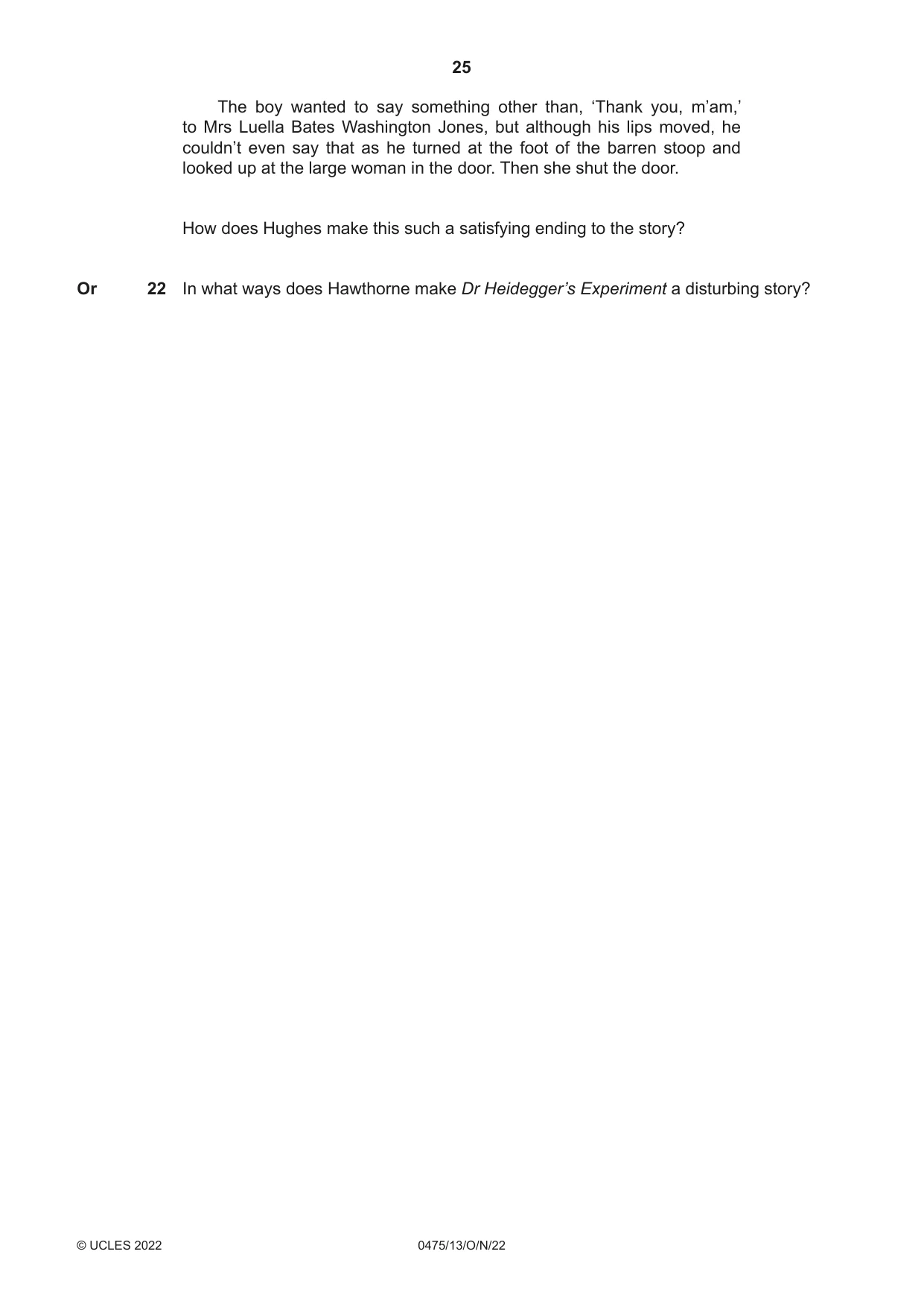Cambridge IGCSE English - Literature in English 0475 2022 Oct/Nov Paper 1 · Variant 3 question paper, page 25 of 28