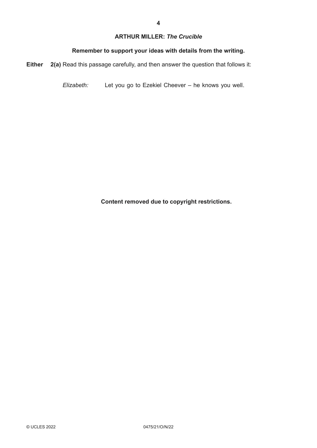 Cambridge IGCSE English - Literature in English 0475 2022 Oct/Nov Paper 2 · Variant 1 question paper, page 4 of 12