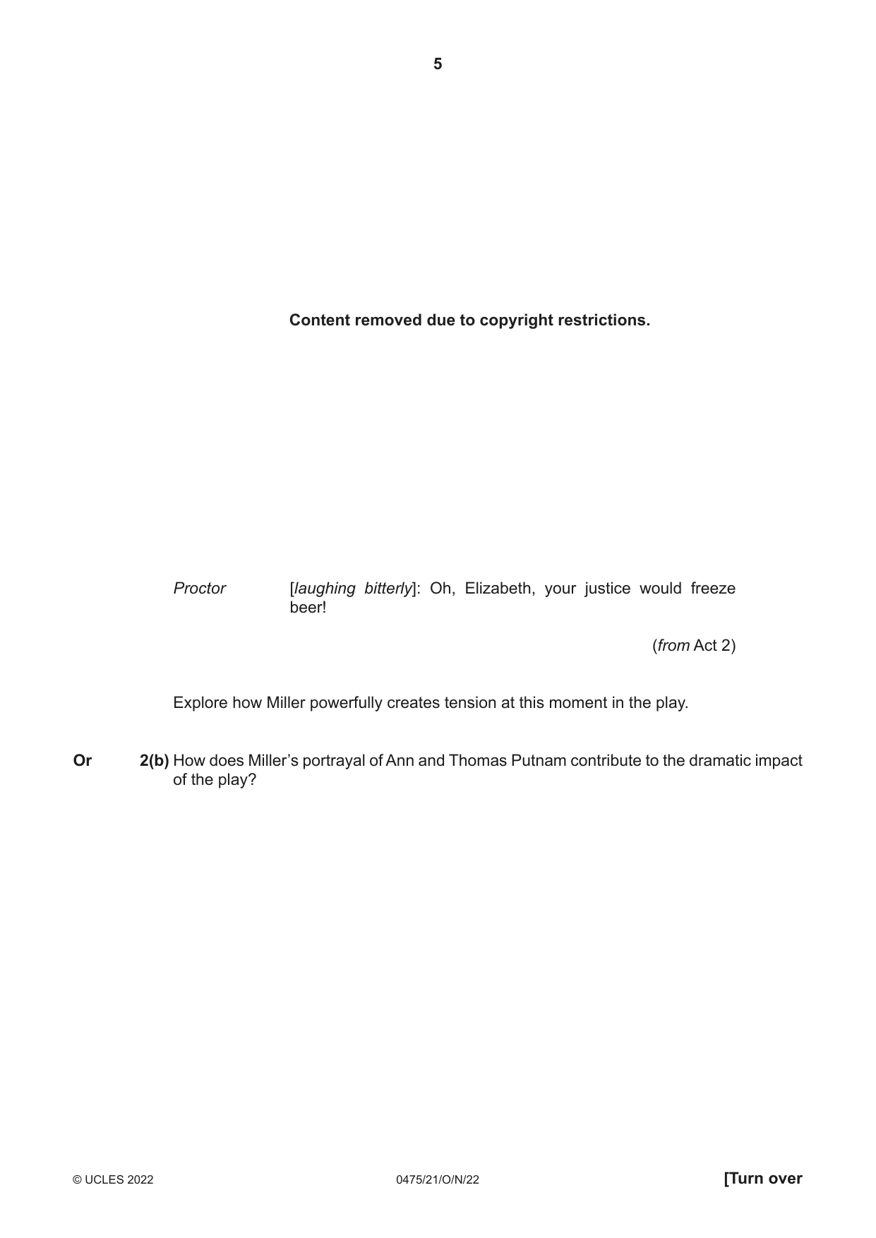 Cambridge IGCSE English - Literature in English 0475 2022 Oct/Nov Paper 2 · Variant 1 question paper, page 5 of 12