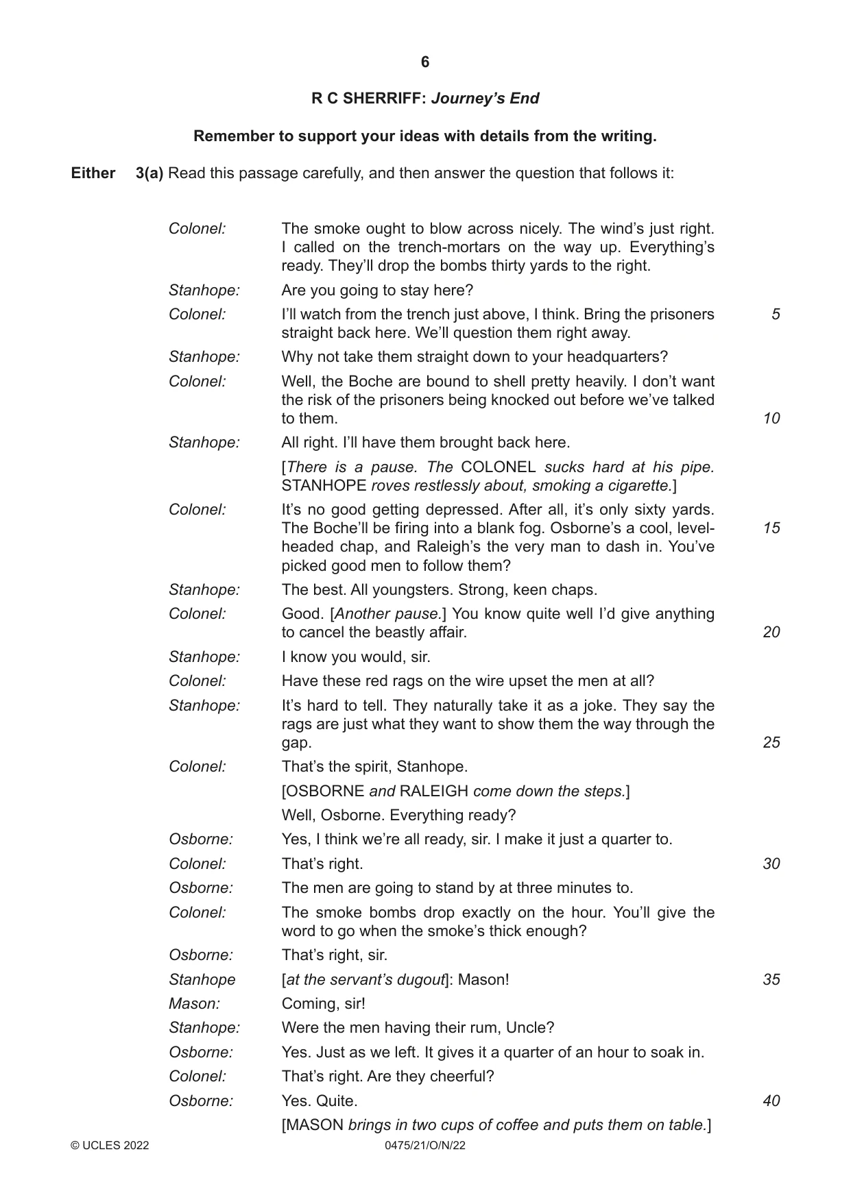 Cambridge IGCSE English - Literature in English 0475 2022 Oct/Nov Paper 2 · Variant 1 question paper, page 6 of 12