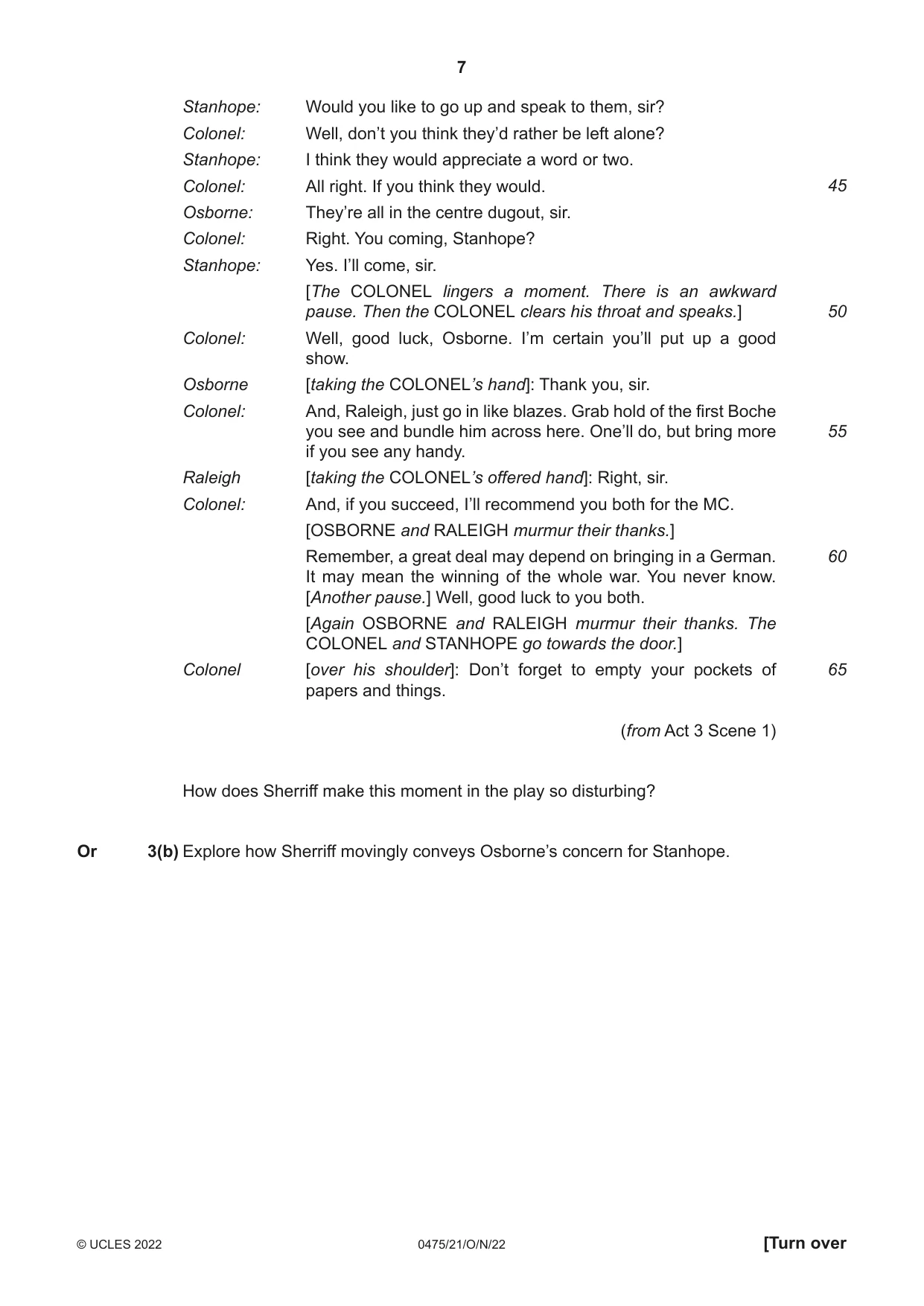 Cambridge IGCSE English - Literature in English 0475 2022 Oct/Nov Paper 2 · Variant 1 question paper, page 7 of 12
