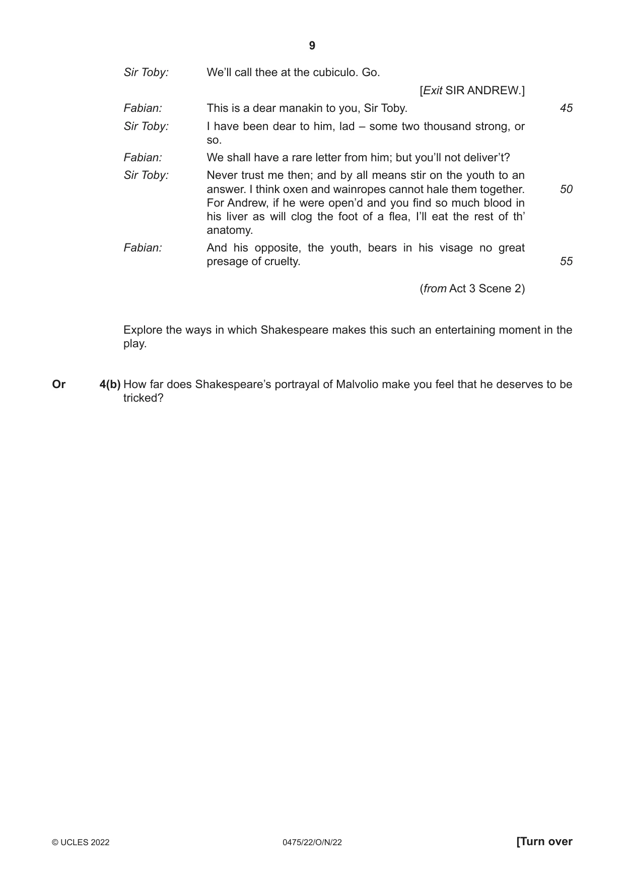Cambridge IGCSE English - Literature in English 0475 2022 Oct/Nov Paper 2 · Variant 2 question paper, page 9 of 12