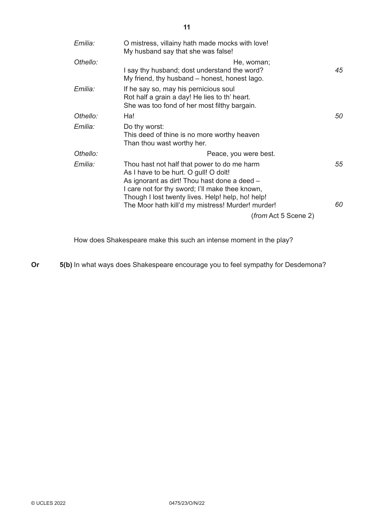 Cambridge IGCSE English - Literature in English 0475 2022 Oct/Nov Paper 2 · Variant 3 question paper, page 11 of 12
