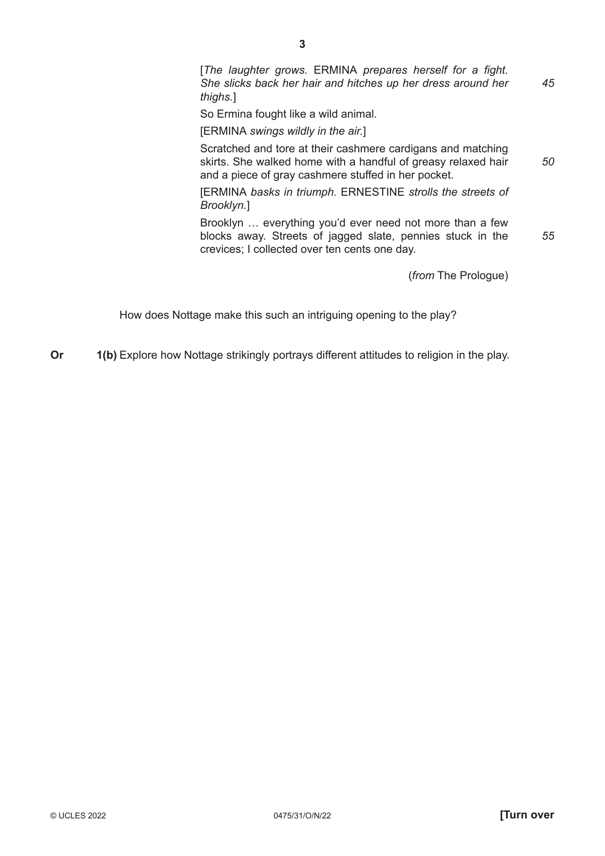 Cambridge IGCSE English - Literature in English 0475 2022 Oct/Nov Paper 3 · Variant 1 question paper, page 3 of 12