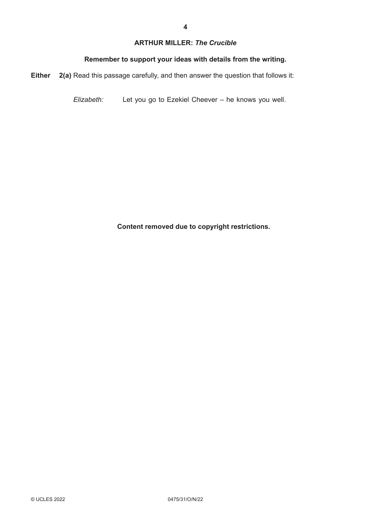 Cambridge IGCSE English - Literature in English 0475 2022 Oct/Nov Paper 3 · Variant 1 question paper, page 4 of 12