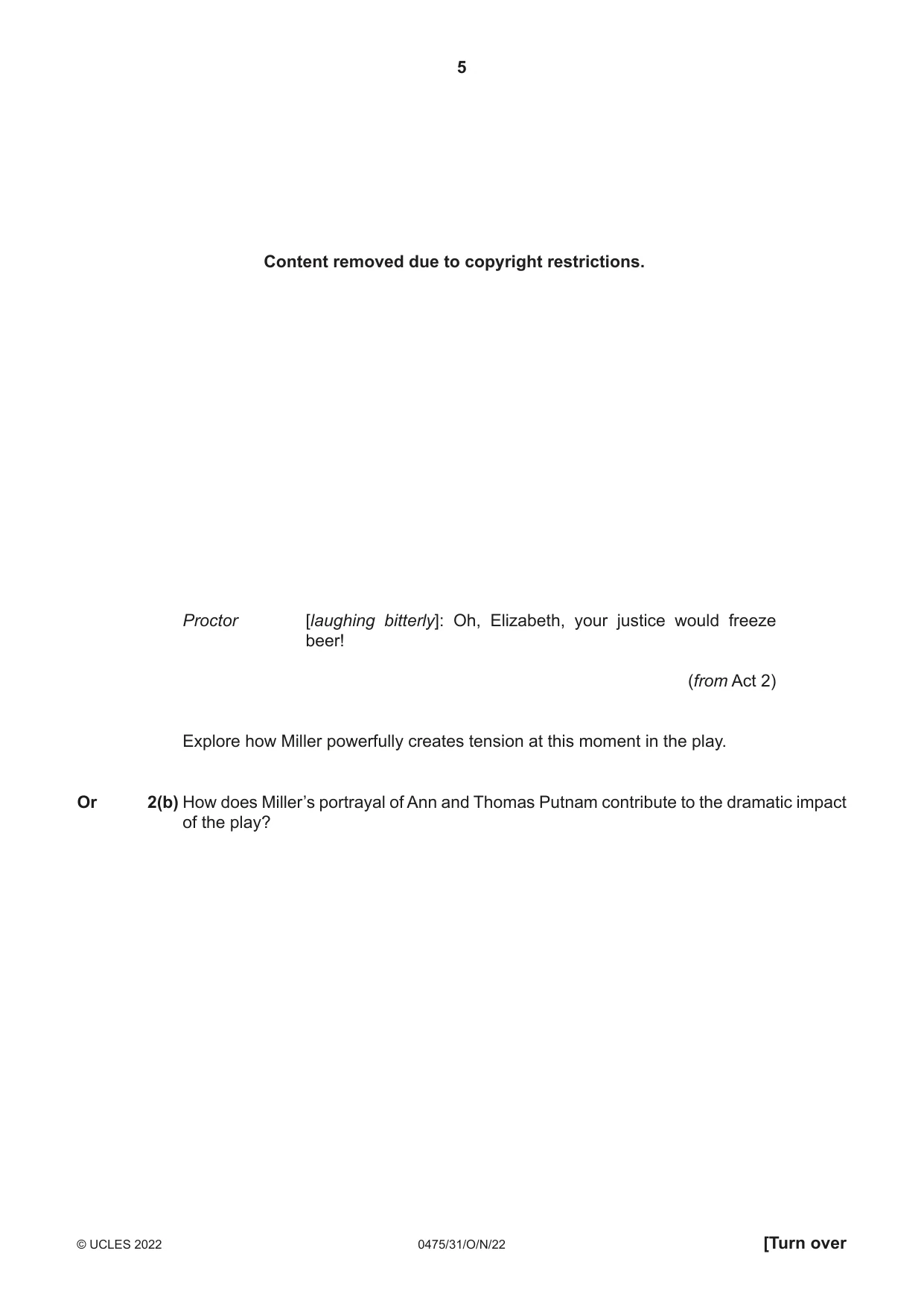 Cambridge IGCSE English - Literature in English 0475 2022 Oct/Nov Paper 3 · Variant 1 question paper, page 5 of 12