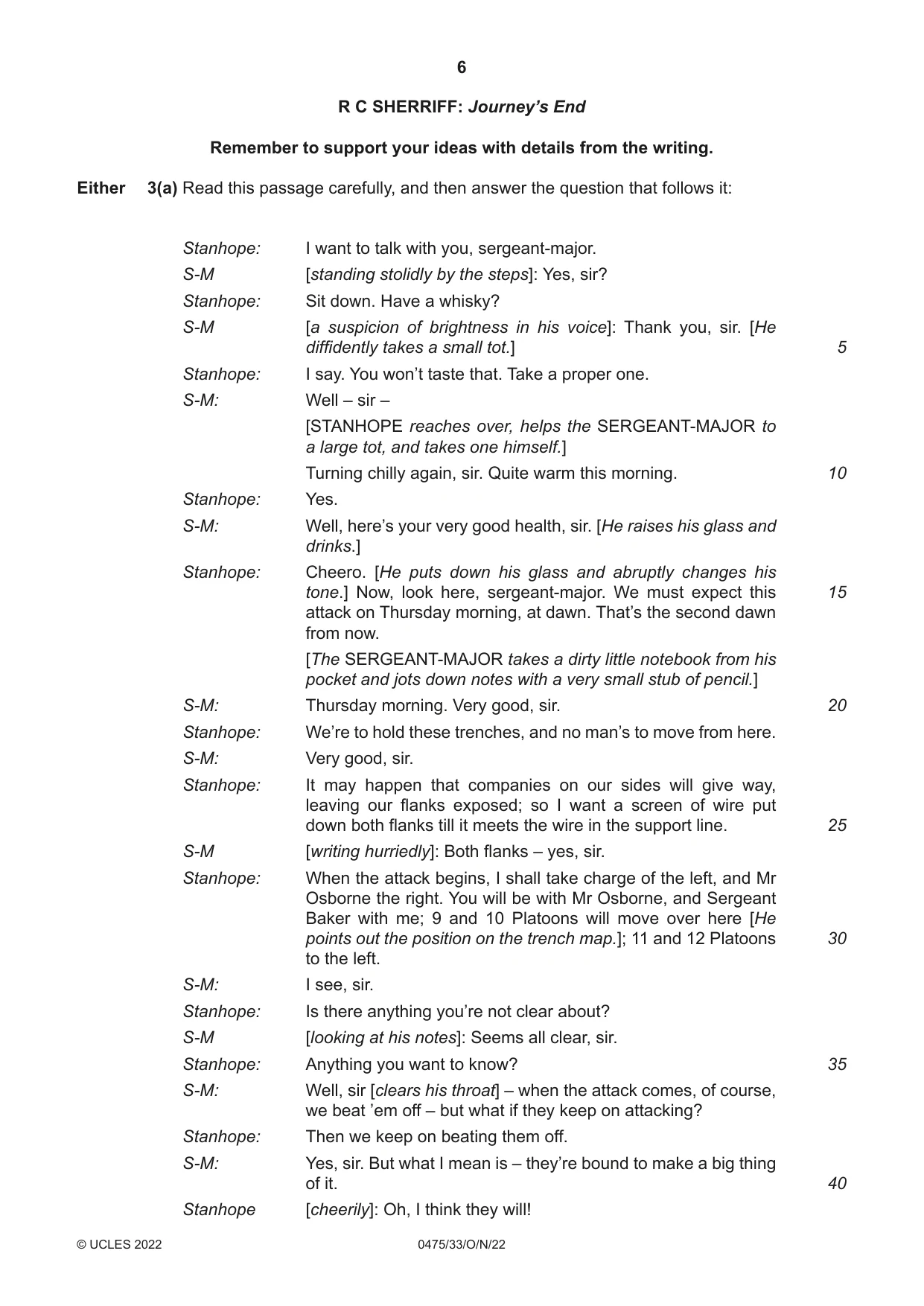 Cambridge IGCSE English - Literature in English 0475 2022 Oct/Nov Paper 3 · Variant 3 question paper, page 6 of 12