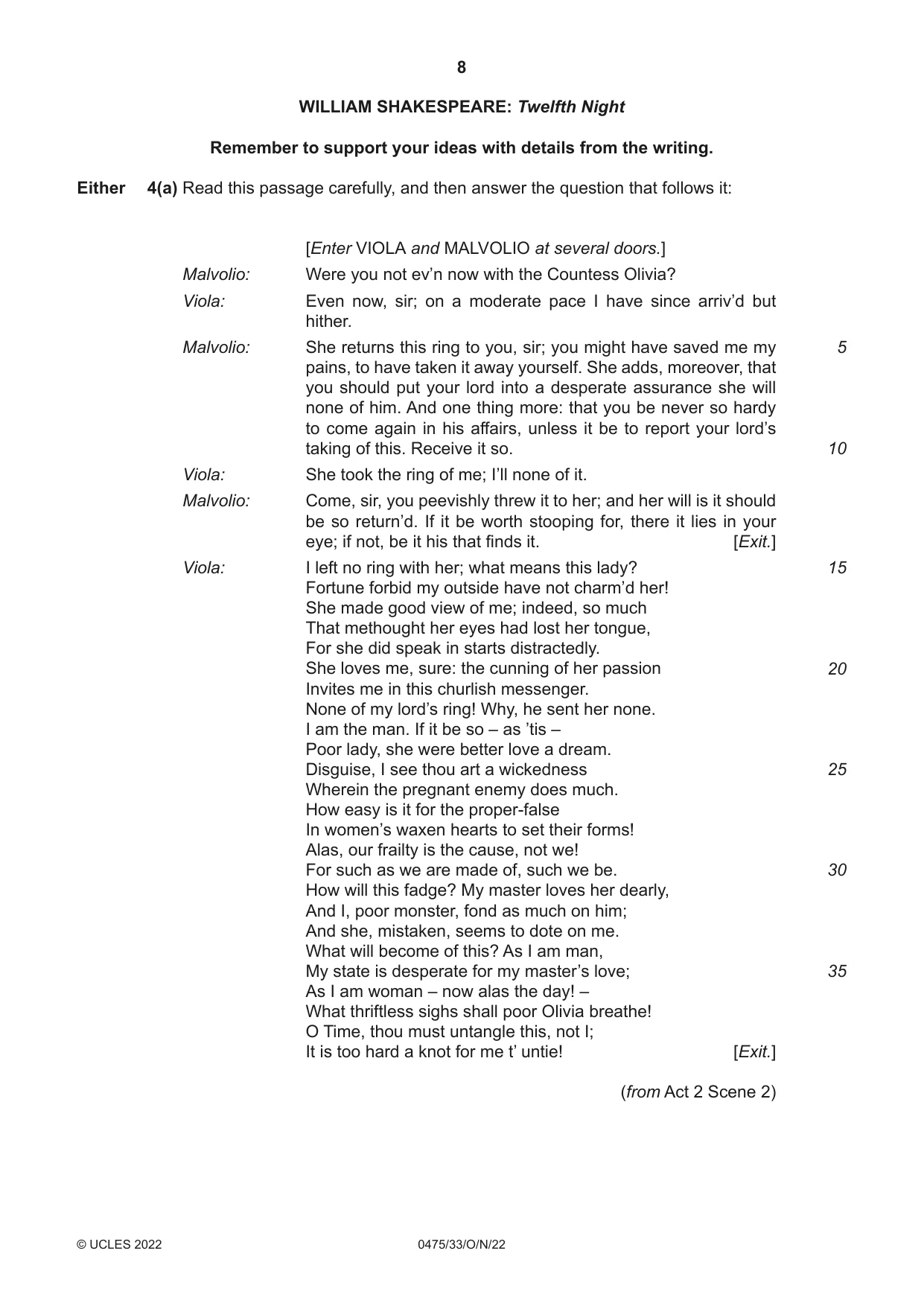 Cambridge IGCSE English - Literature in English 0475 2022 Oct/Nov Paper 3 · Variant 3 question paper, page 8 of 12