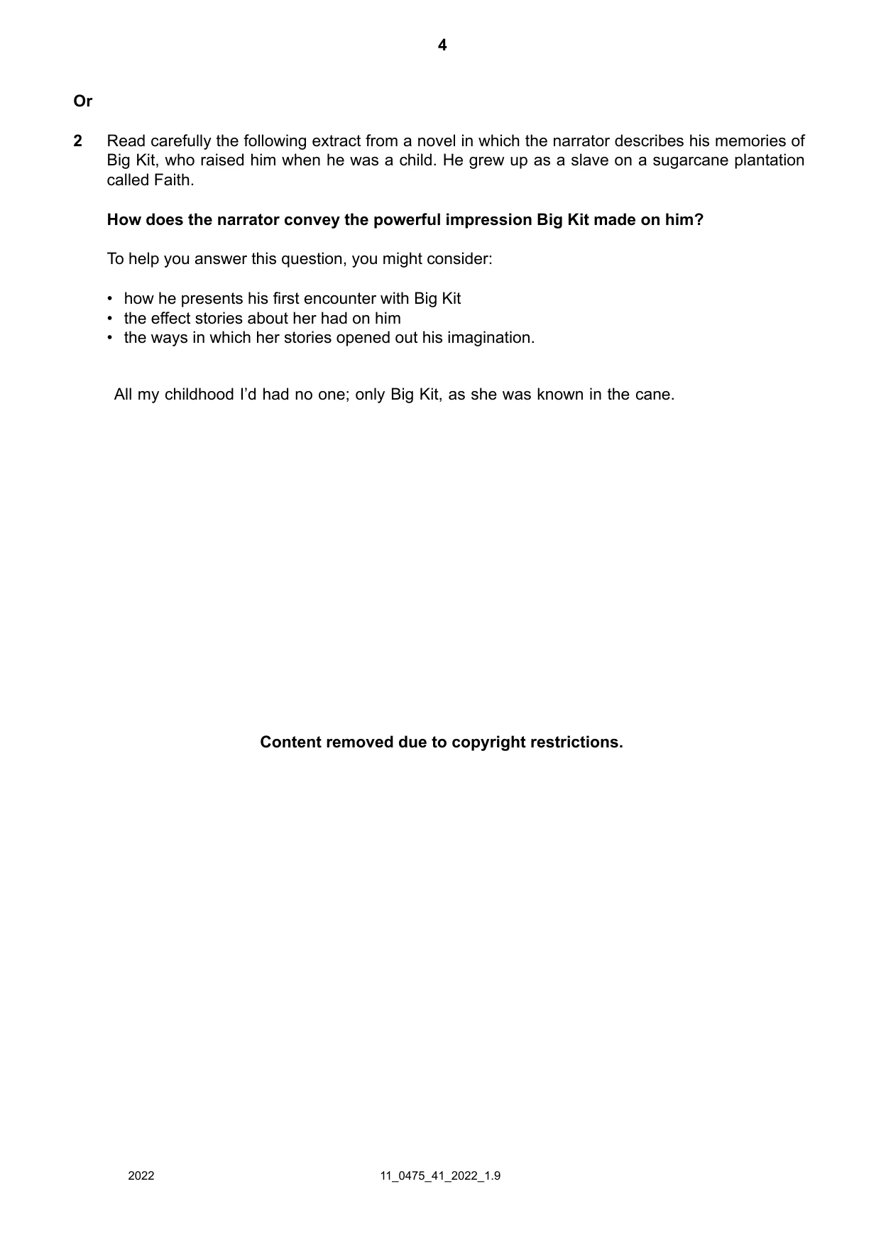 Cambridge IGCSE English - Literature in English 0475 2022 Oct/Nov Paper 4 · Variant 1 question paper, page 4 of 8