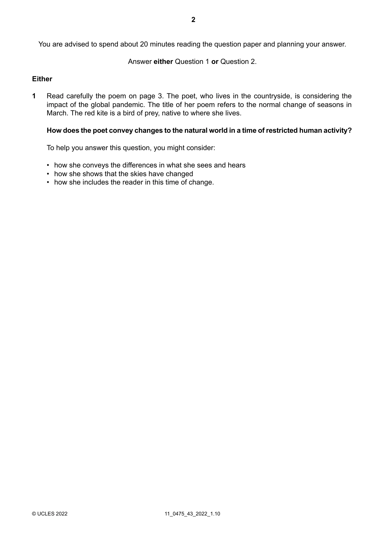 Cambridge IGCSE English - Literature in English 0475 2022 Oct/Nov Paper 4 · Variant 3 question paper, page 2 of 8