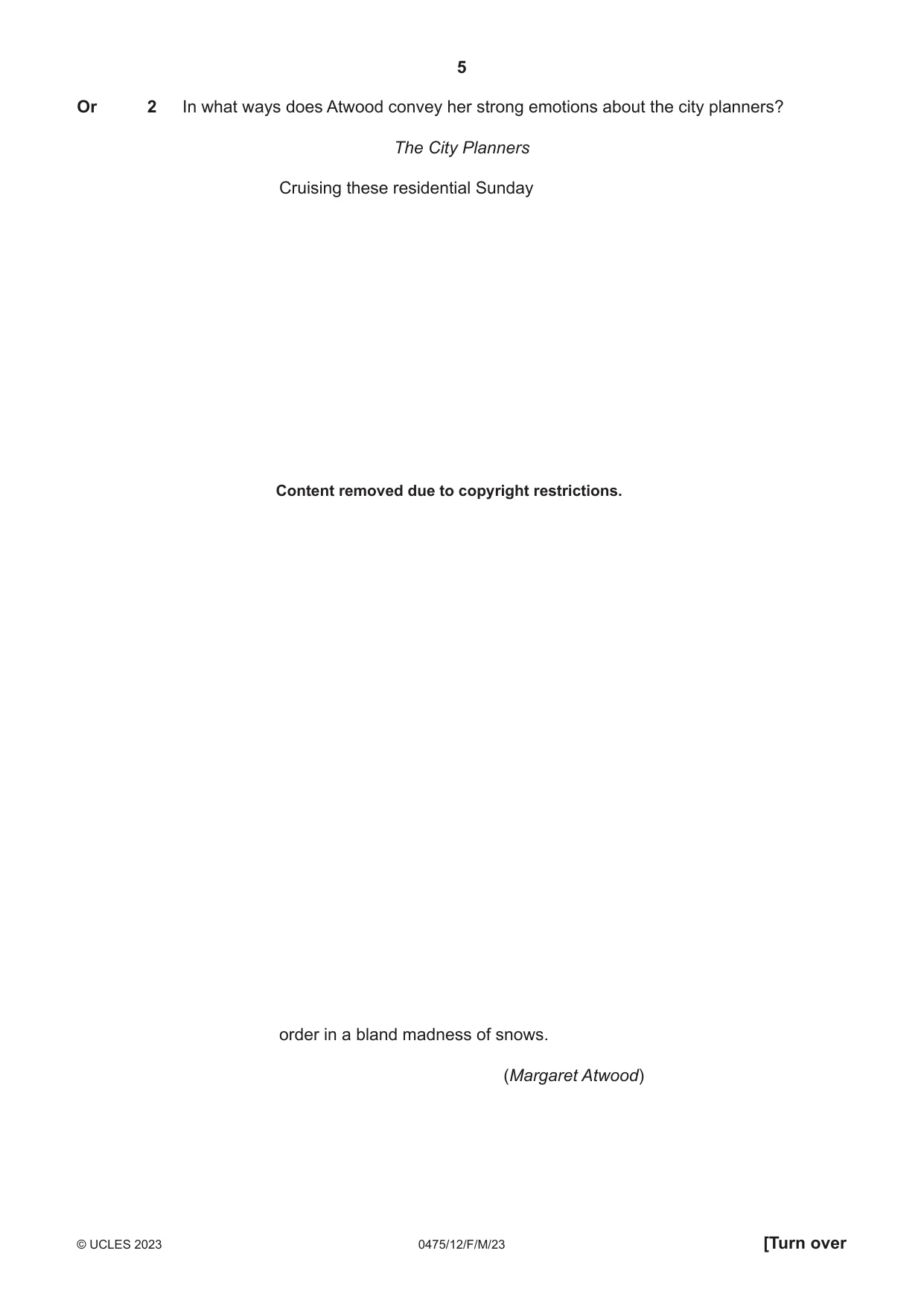 Cambridge IGCSE English - Literature in English 0475 2023 Feb/March Paper 1 · Variant 2 question paper, page 5 of 28