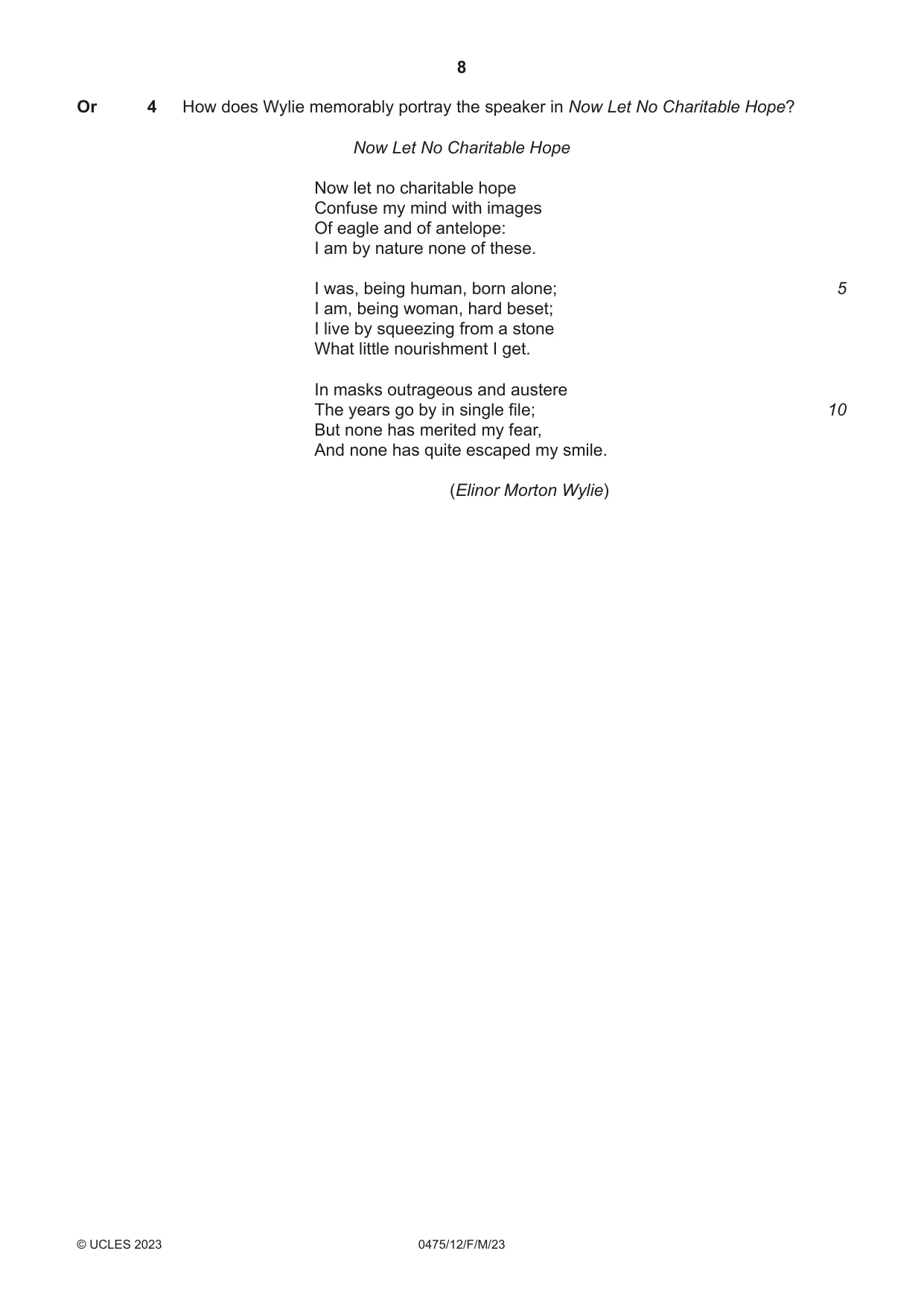 Cambridge IGCSE English - Literature in English 0475 2023 Feb/March Paper 1 · Variant 2 question paper, page 8 of 28