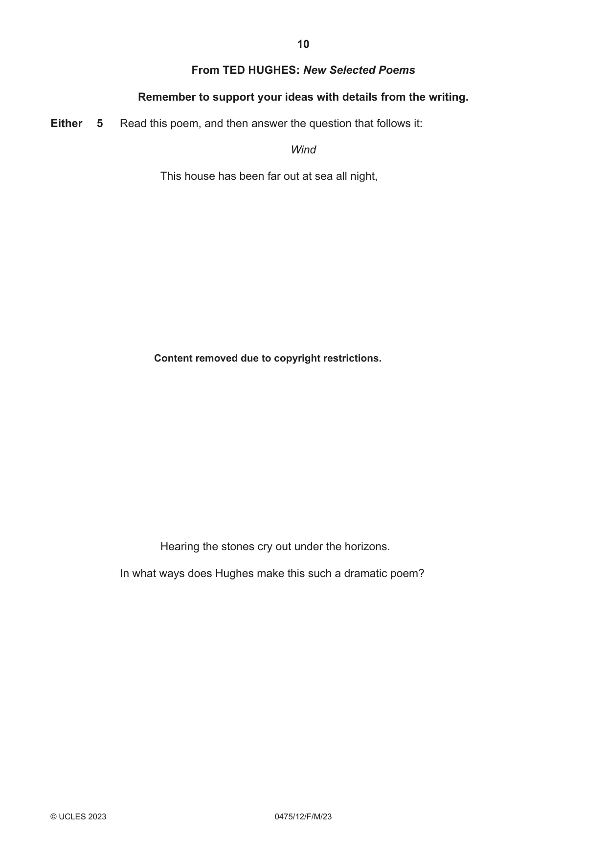 Cambridge IGCSE English - Literature in English 0475 2023 Feb/March Paper 1 · Variant 2 question paper, page 10 of 28