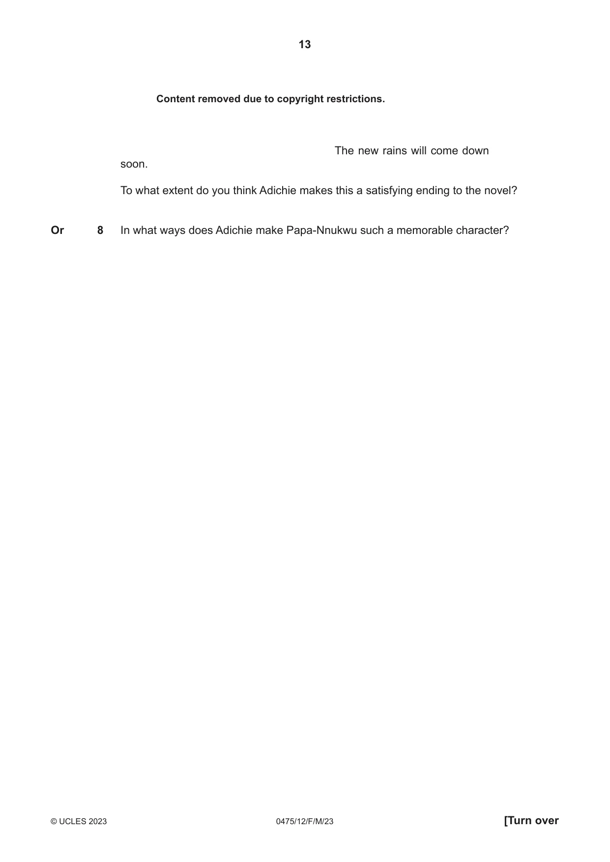 Cambridge IGCSE English - Literature in English 0475 2023 Feb/March Paper 1 · Variant 2 question paper, page 13 of 28