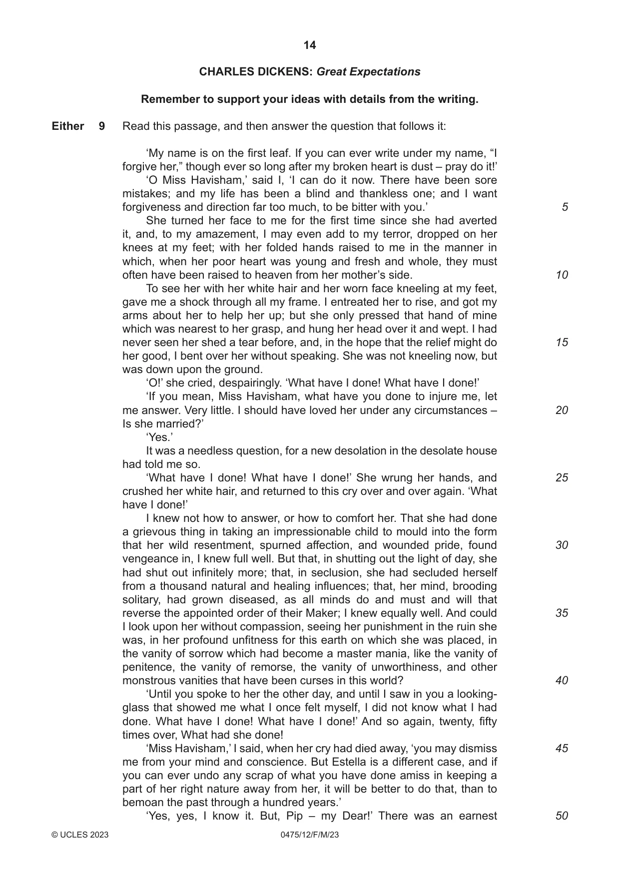 Cambridge IGCSE English - Literature in English 0475 2023 Feb/March Paper 1 · Variant 2 question paper, page 14 of 28