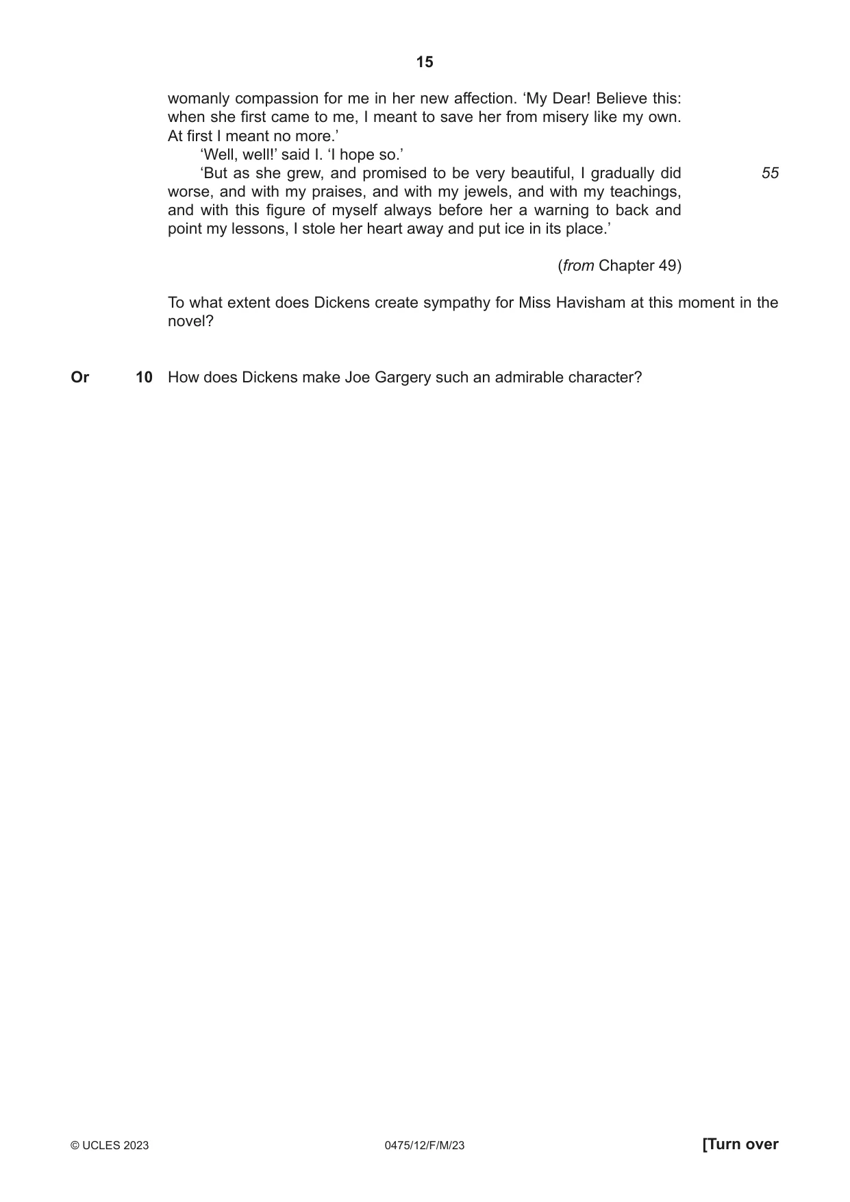 Cambridge IGCSE English - Literature in English 0475 2023 Feb/March Paper 1 · Variant 2 question paper, page 15 of 28