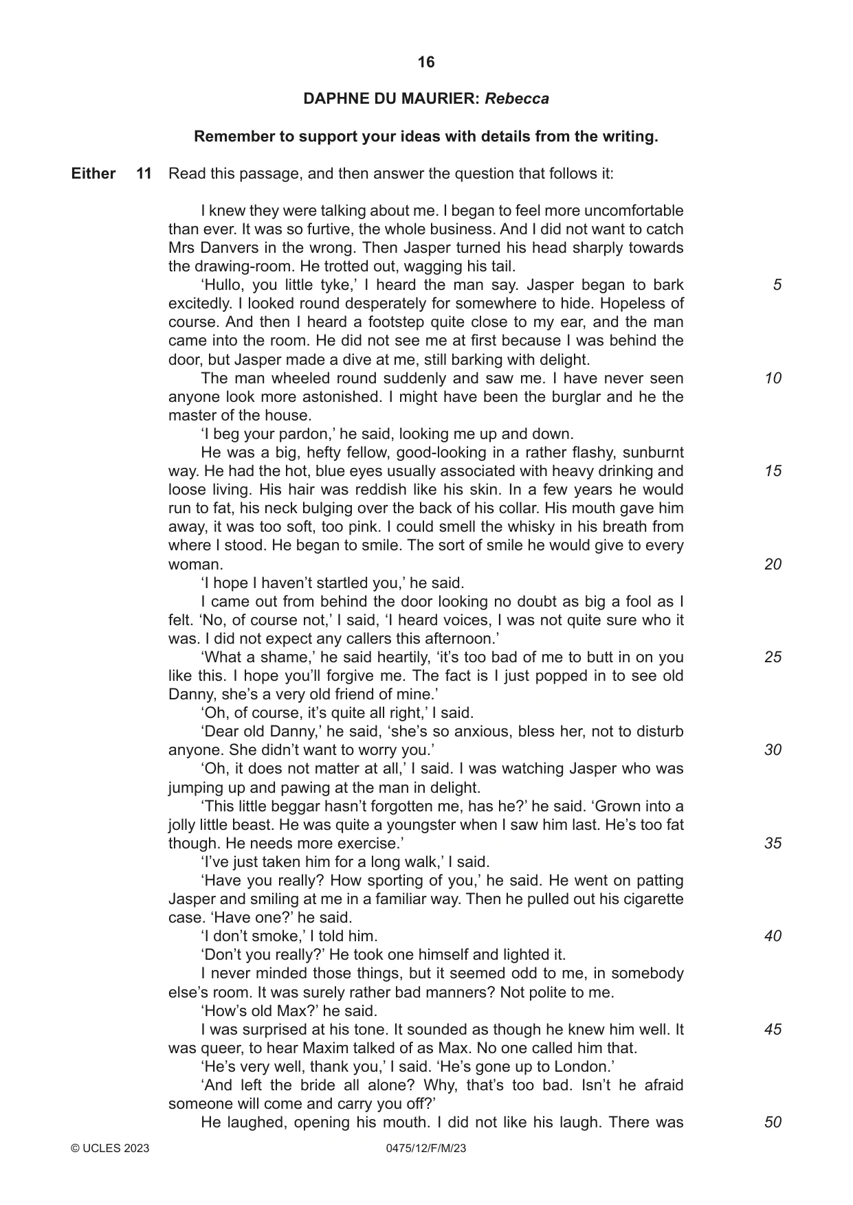 Cambridge IGCSE English - Literature in English 0475 2023 Feb/March Paper 1 · Variant 2 question paper, page 16 of 28