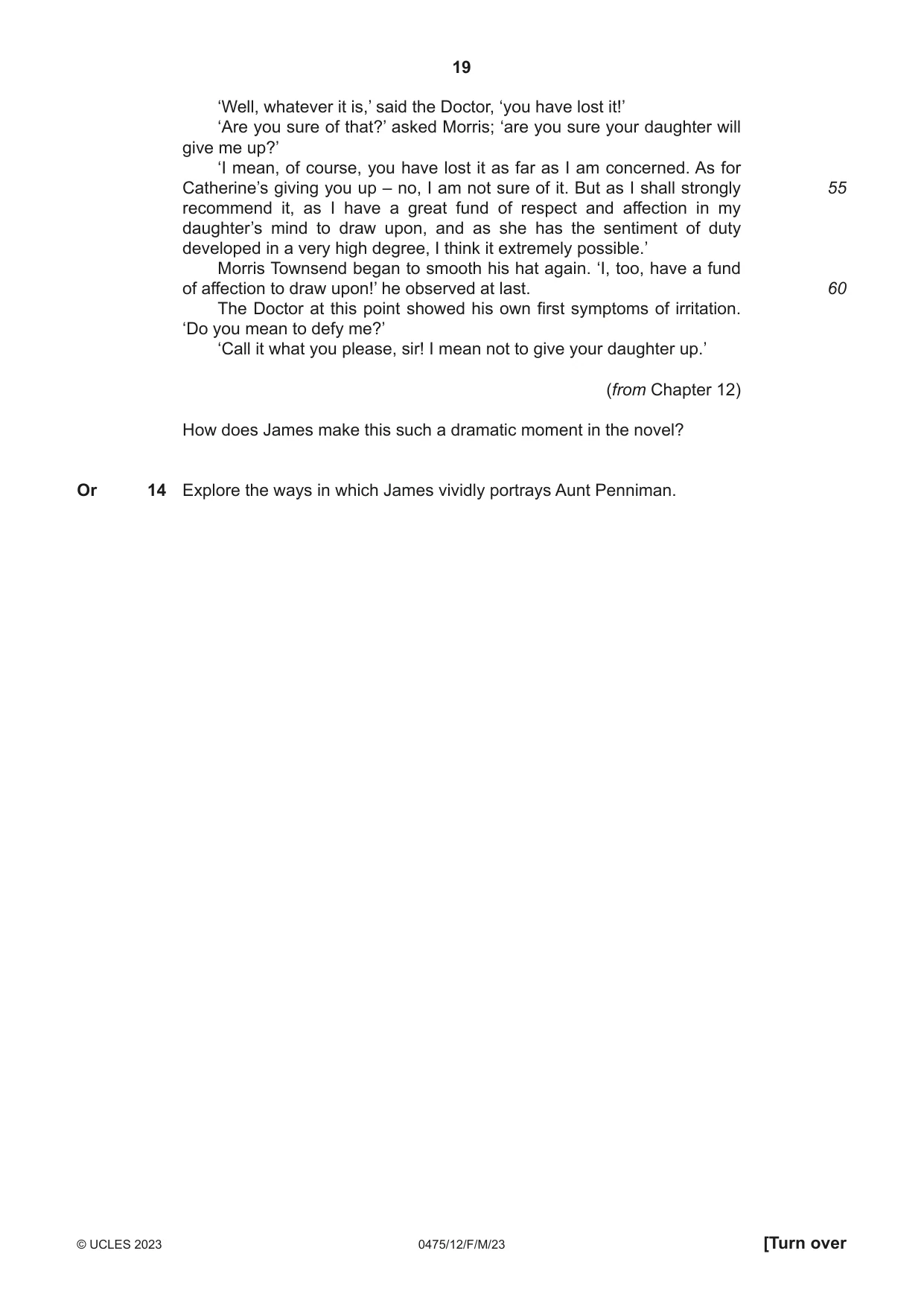 Cambridge IGCSE English - Literature in English 0475 2023 Feb/March Paper 1 · Variant 2 question paper, page 19 of 28