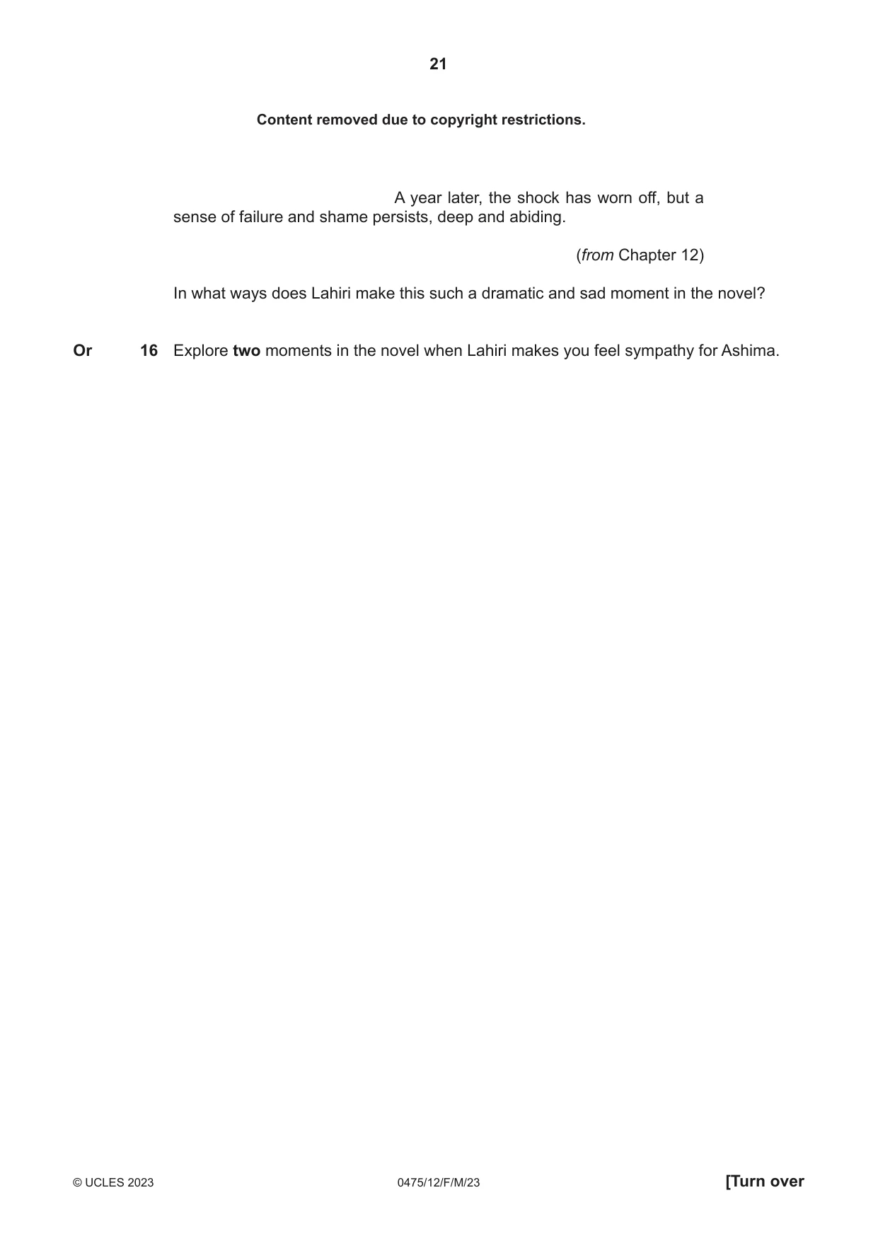 Cambridge IGCSE English - Literature in English 0475 2023 Feb/March Paper 1 · Variant 2 question paper, page 21 of 28