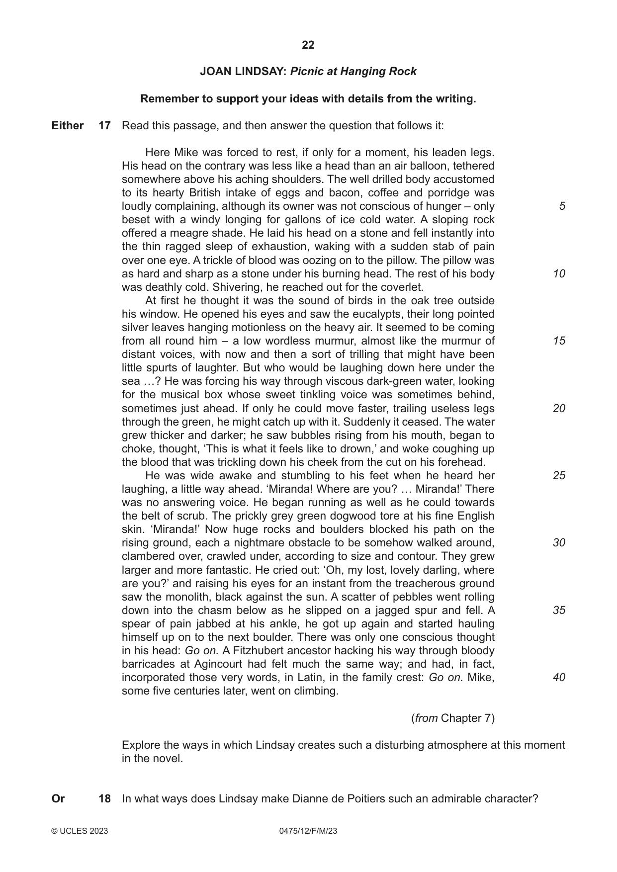 Cambridge IGCSE English - Literature in English 0475 2023 Feb/March Paper 1 · Variant 2 question paper, page 22 of 28