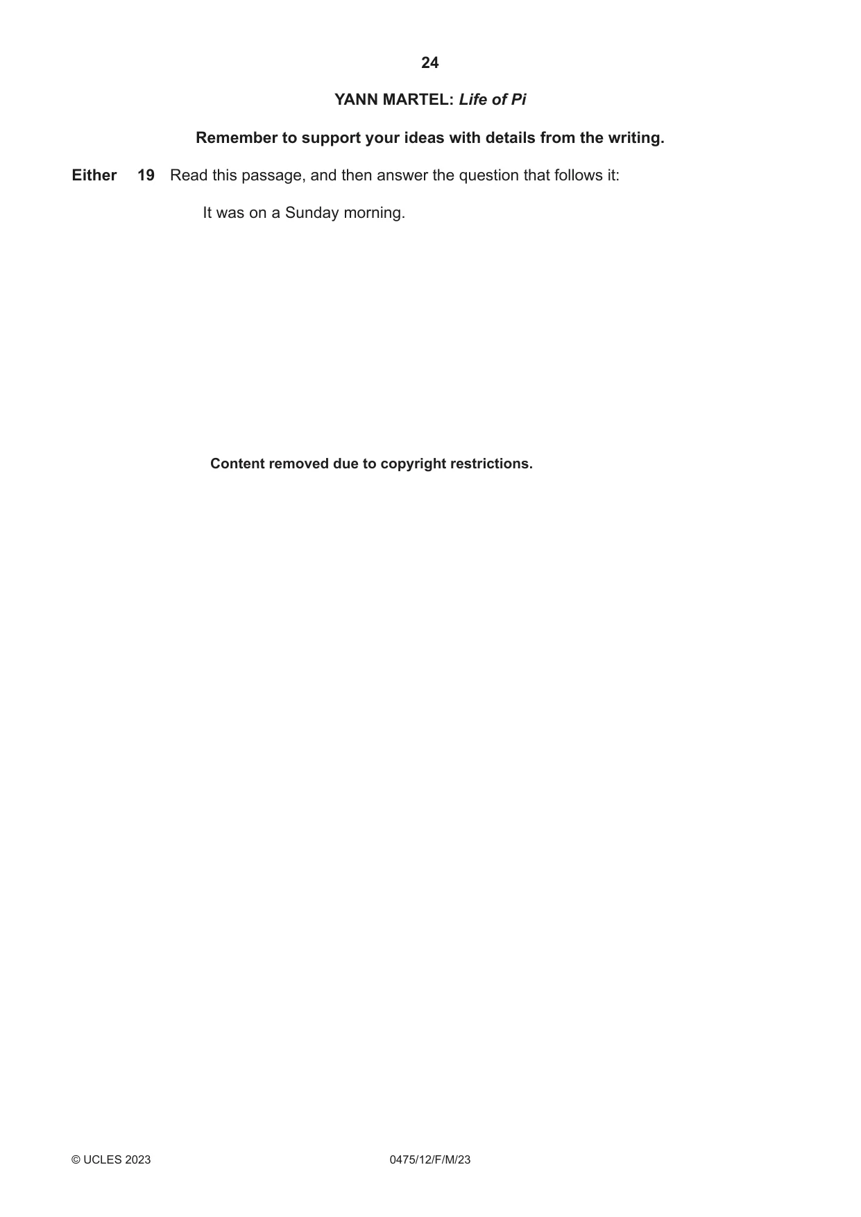 Cambridge IGCSE English - Literature in English 0475 2023 Feb/March Paper 1 · Variant 2 question paper, page 24 of 28