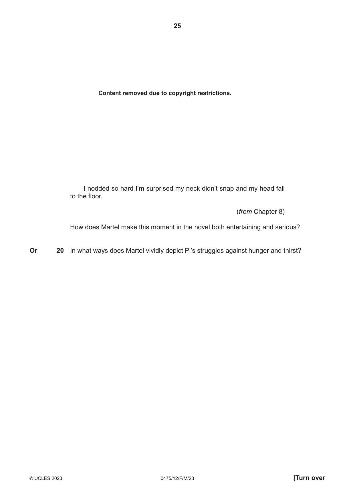 Cambridge IGCSE English - Literature in English 0475 2023 Feb/March Paper 1 · Variant 2 question paper, page 25 of 28
