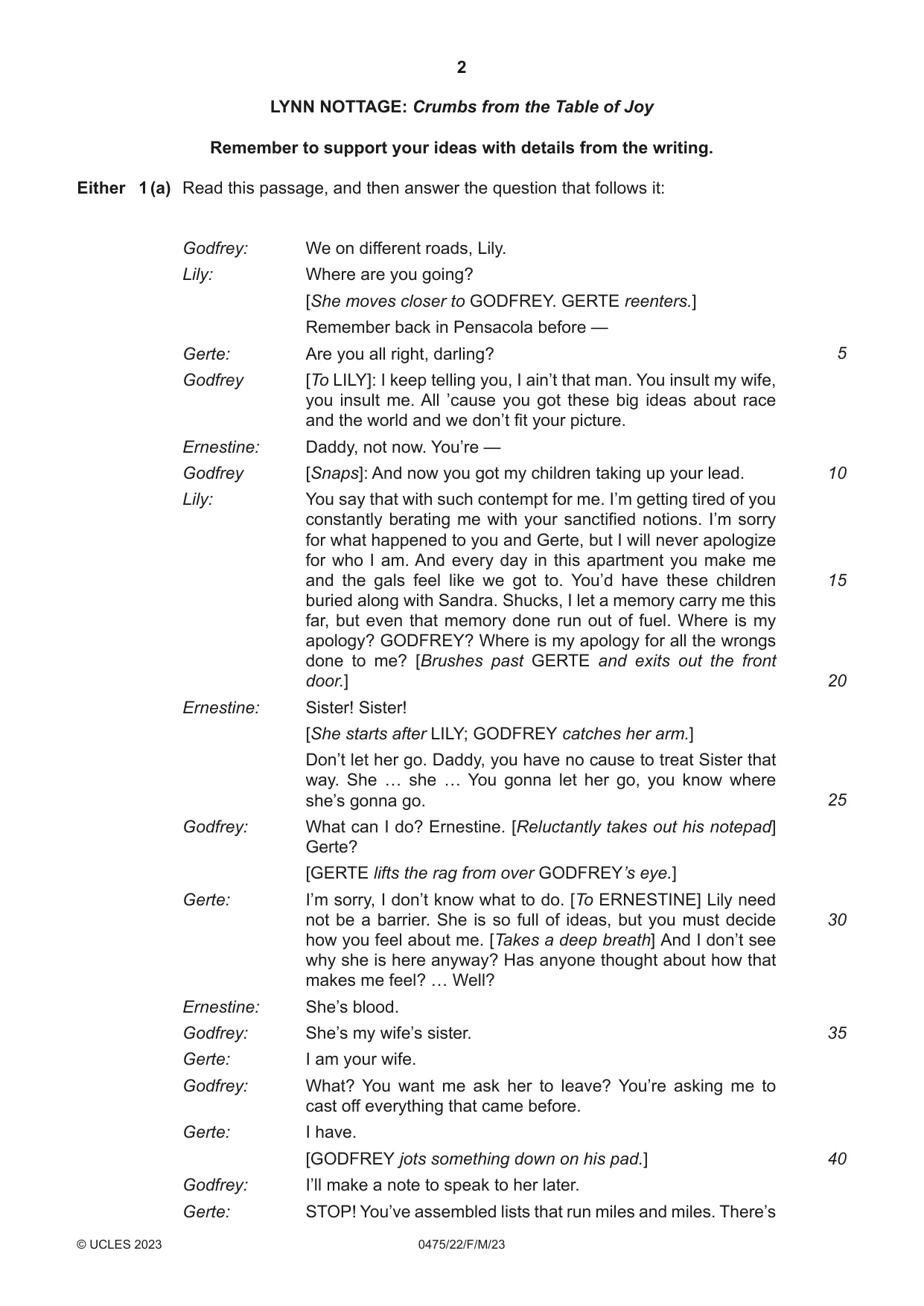 Cambridge IGCSE English - Literature in English 0475 2023 Feb/March Paper 2 · Variant 2 question paper, page 2 of 12