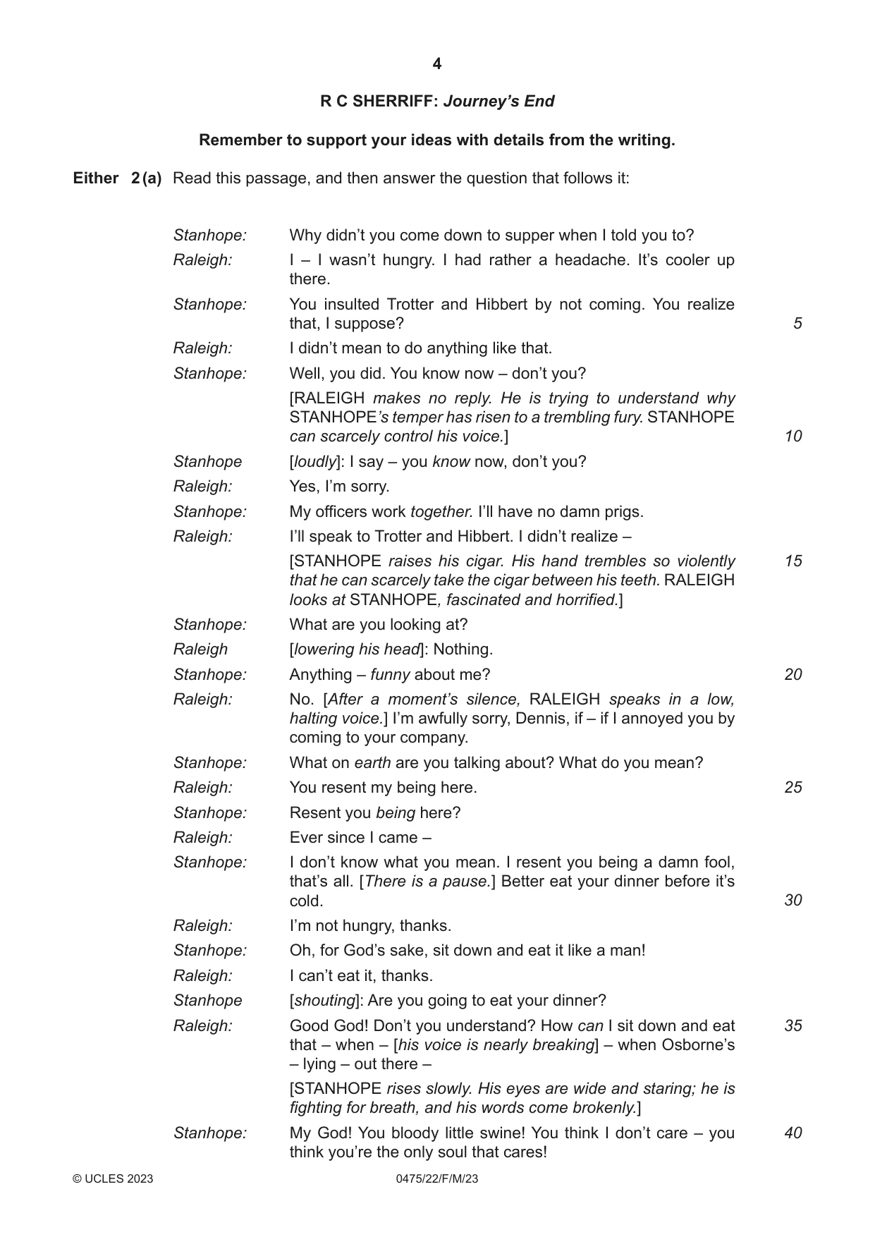 Cambridge IGCSE English - Literature in English 0475 2023 Feb/March Paper 2 · Variant 2 question paper, page 4 of 12